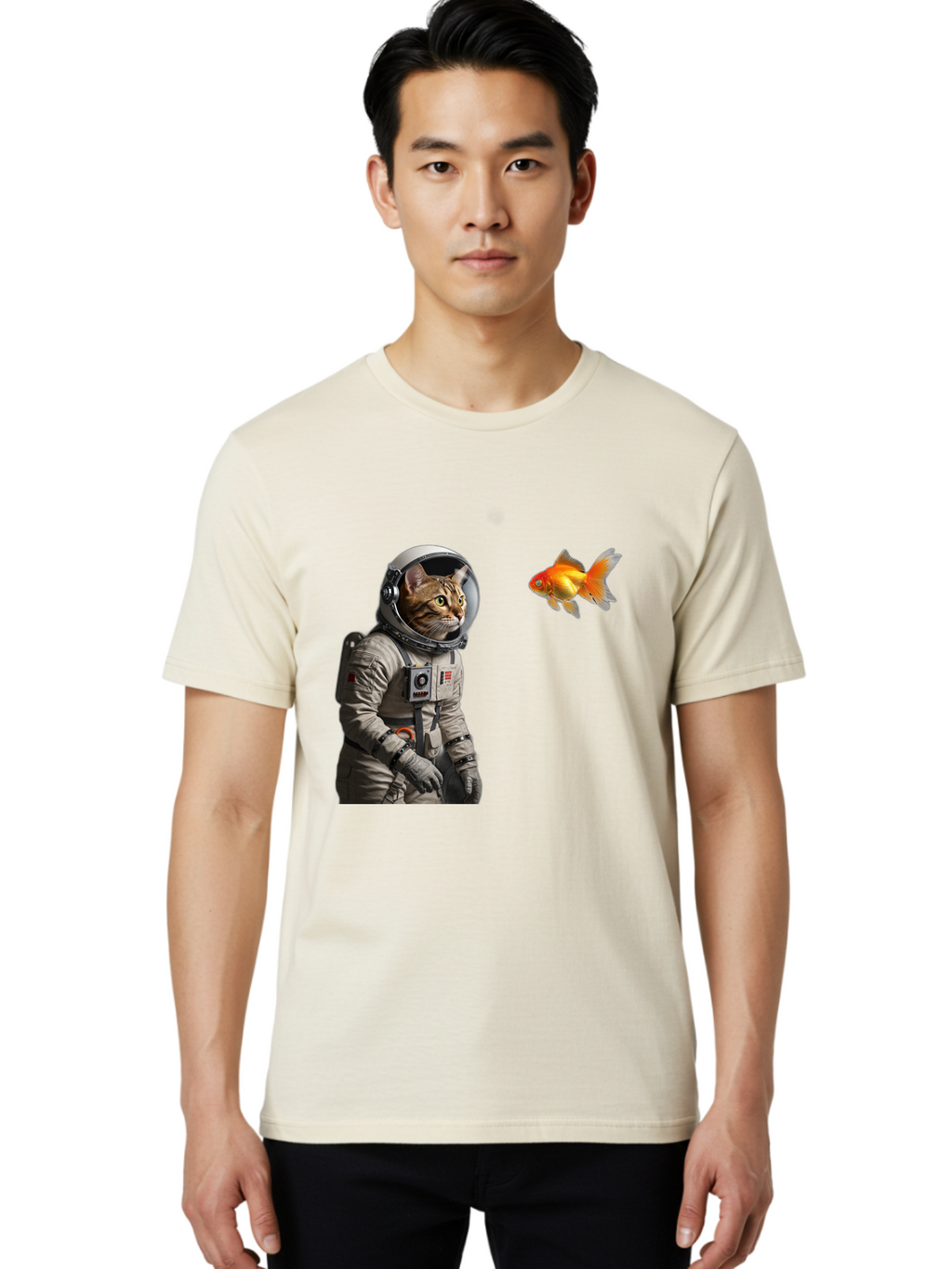Cat-Astronaut-2 Men'S Graphic Tee, 100% Cotton, Comfortable Casual Summer Wear, Machine Washable, Vintage Camera, Old Camera, Antique Camera, Black Camera, Classic Photography, Photography Equipment, Nostalgic Device, Film Camera, Camera Art Bak190