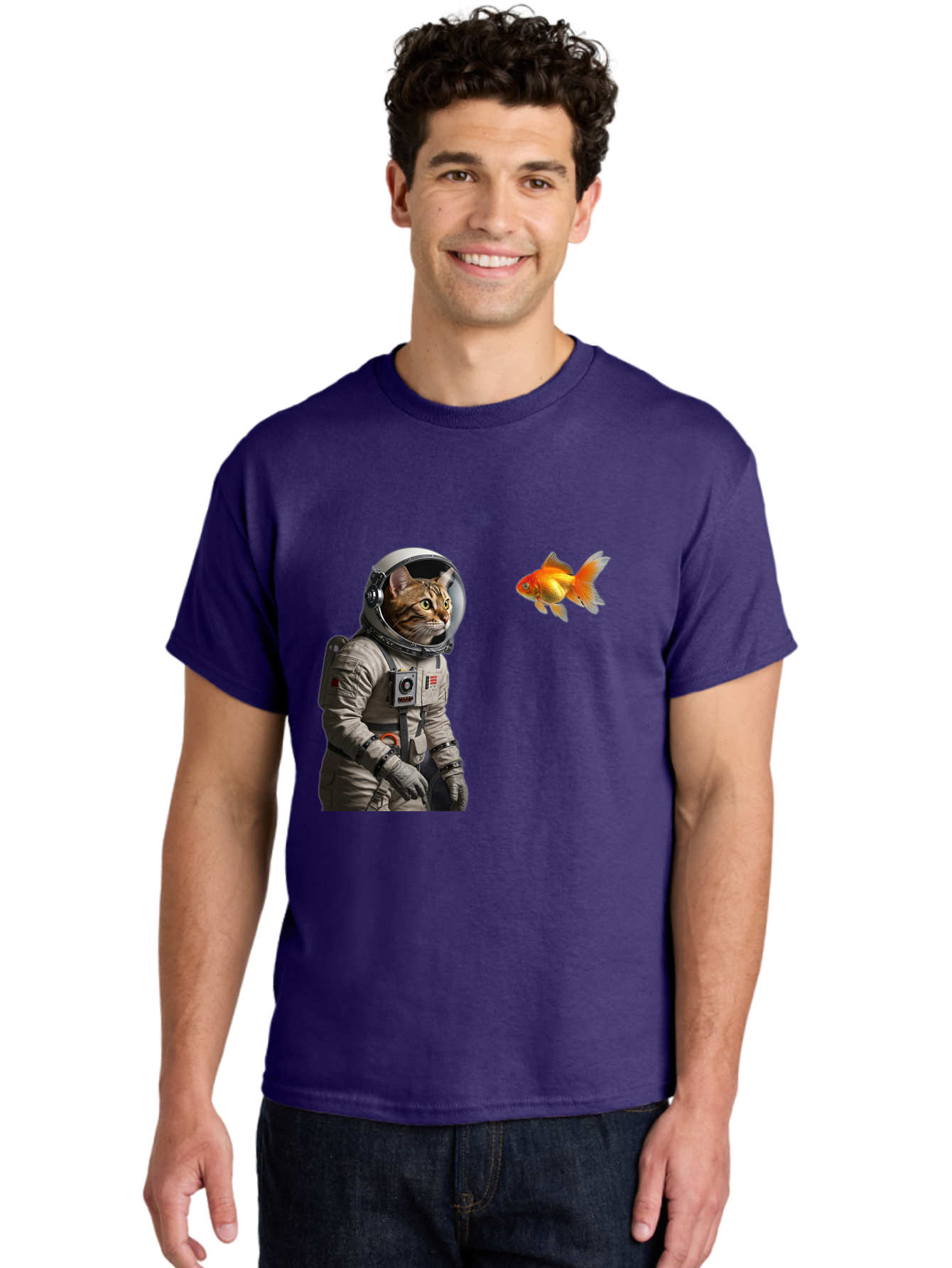 Cat-Astronaut-2 Men'S Graphic Tee, 100% Cotton, Comfortable Casual Summer Wear, Machine Washable, Vintage Camera, Old Camera, Antique Camera, Black Camera, Classic Photography, Photography Equipment, Nostalgic Device, Film Camera, Camera Art Bak190