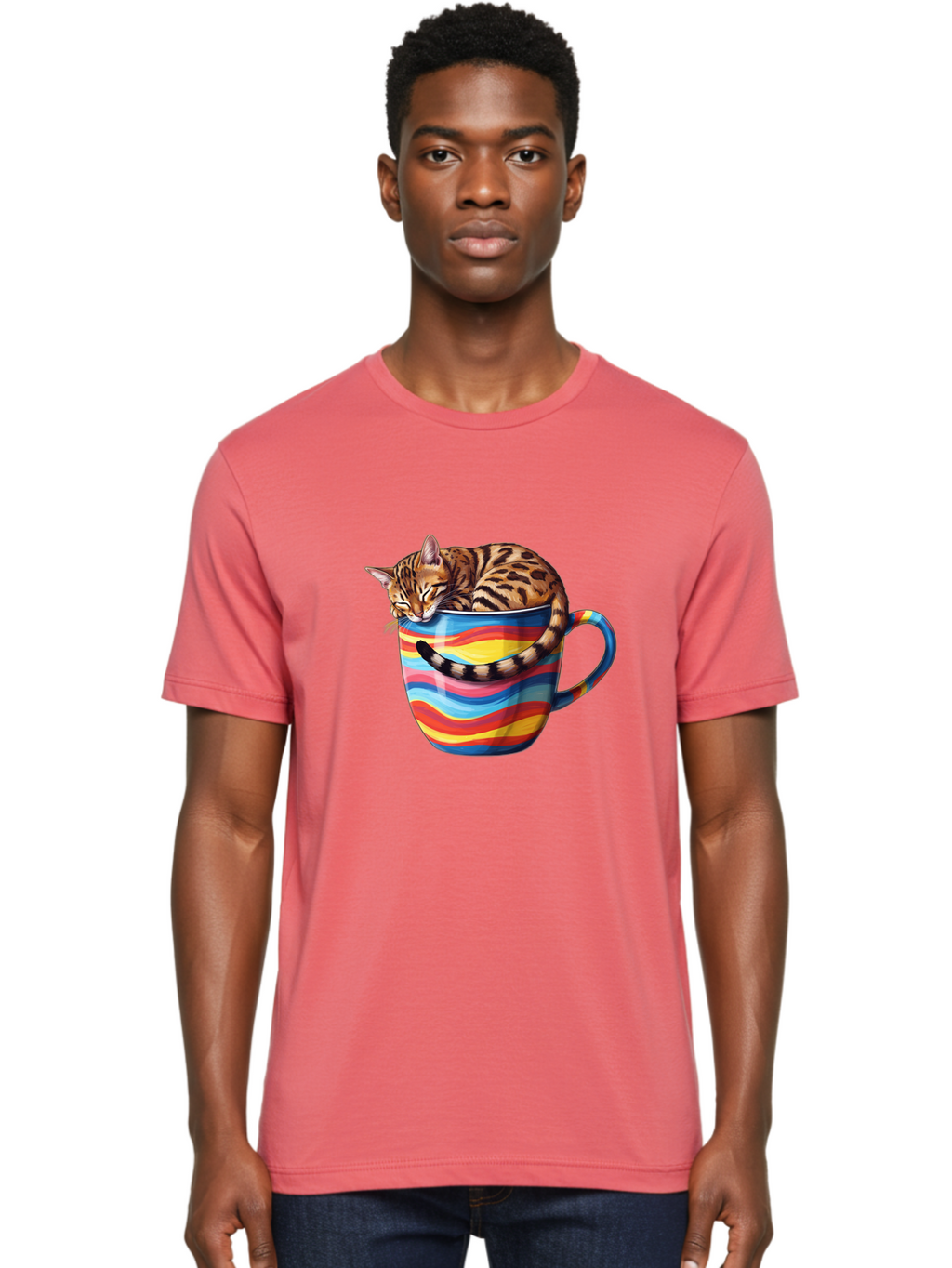Cat-In-Coffee-Cup-2 Men'S Graphic Tee, 100% Cotton, Comfortable Casual Summer Wear, Machine Washable, Vintage Camera, Old Camera, Antique Camera, Black Camera, Classic Photography, Photography Equipment, Nostalgic Device, Film Camera, Bak194