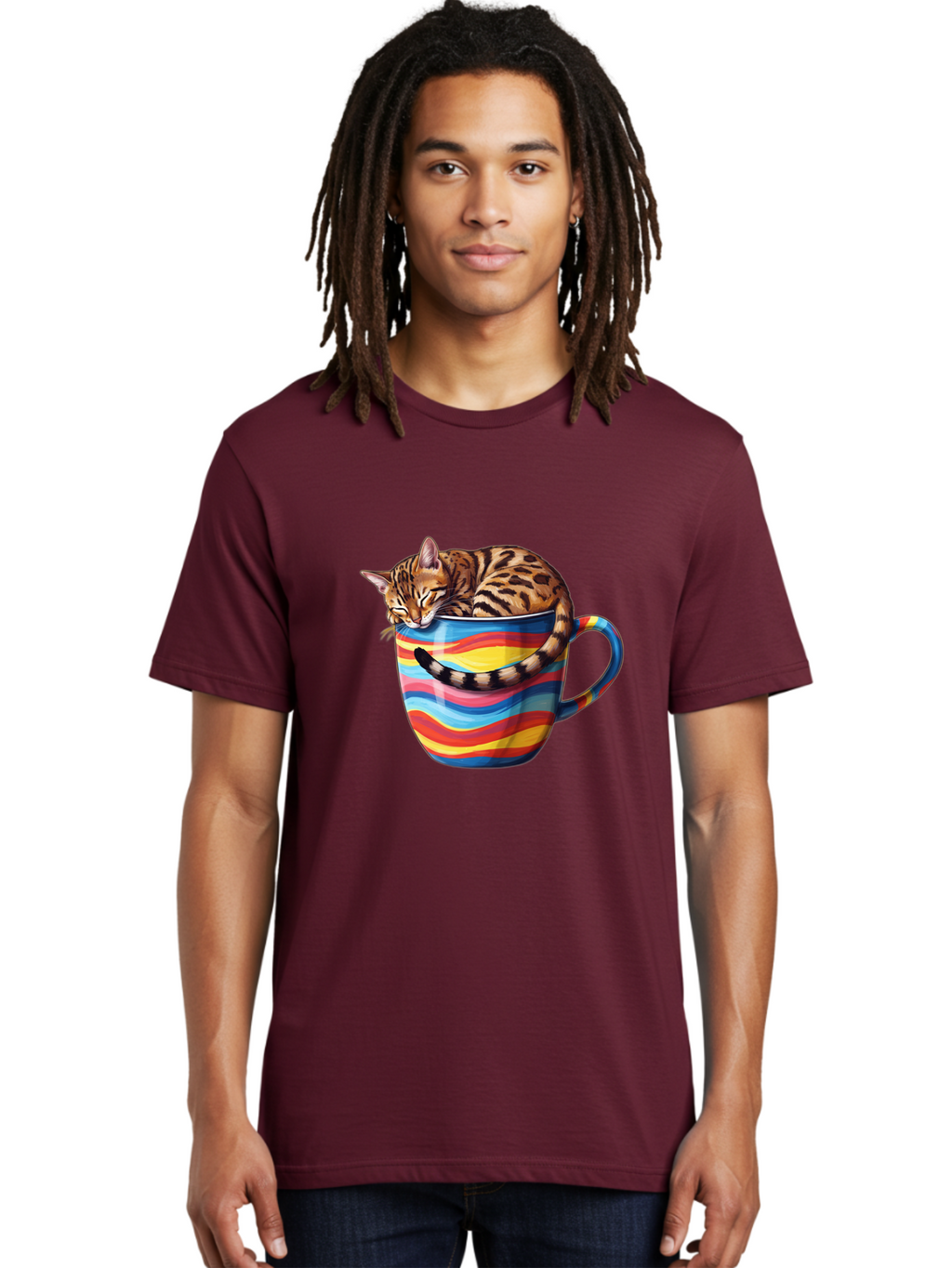 Cat-In-Coffee-Cup-2 Men'S Graphic Tee, 100% Cotton, Comfortable Casual Summer Wear, Machine Washable, Vintage Camera, Old Camera, Antique Camera, Black Camera, Classic Photography, Photography Equipment, Nostalgic Device, Film Camera, Bak194