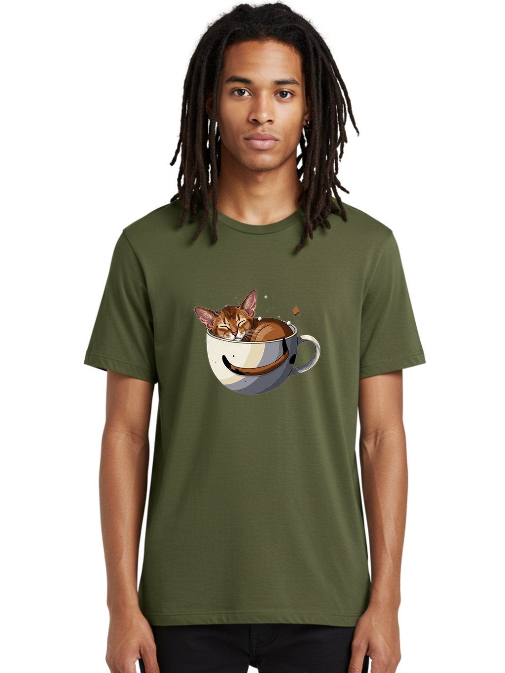Cat-In-Coffee-Cup-3 Men'S Graphic Tee, 100% Cotton, Comfortable Casual Summer Wear, Machine Washable, Vintage Camera, Old Camera, Antique Camera, Black Camera, Classic Photography, Photography Equipment, Nostalgic Device, Film Camera, Bak195