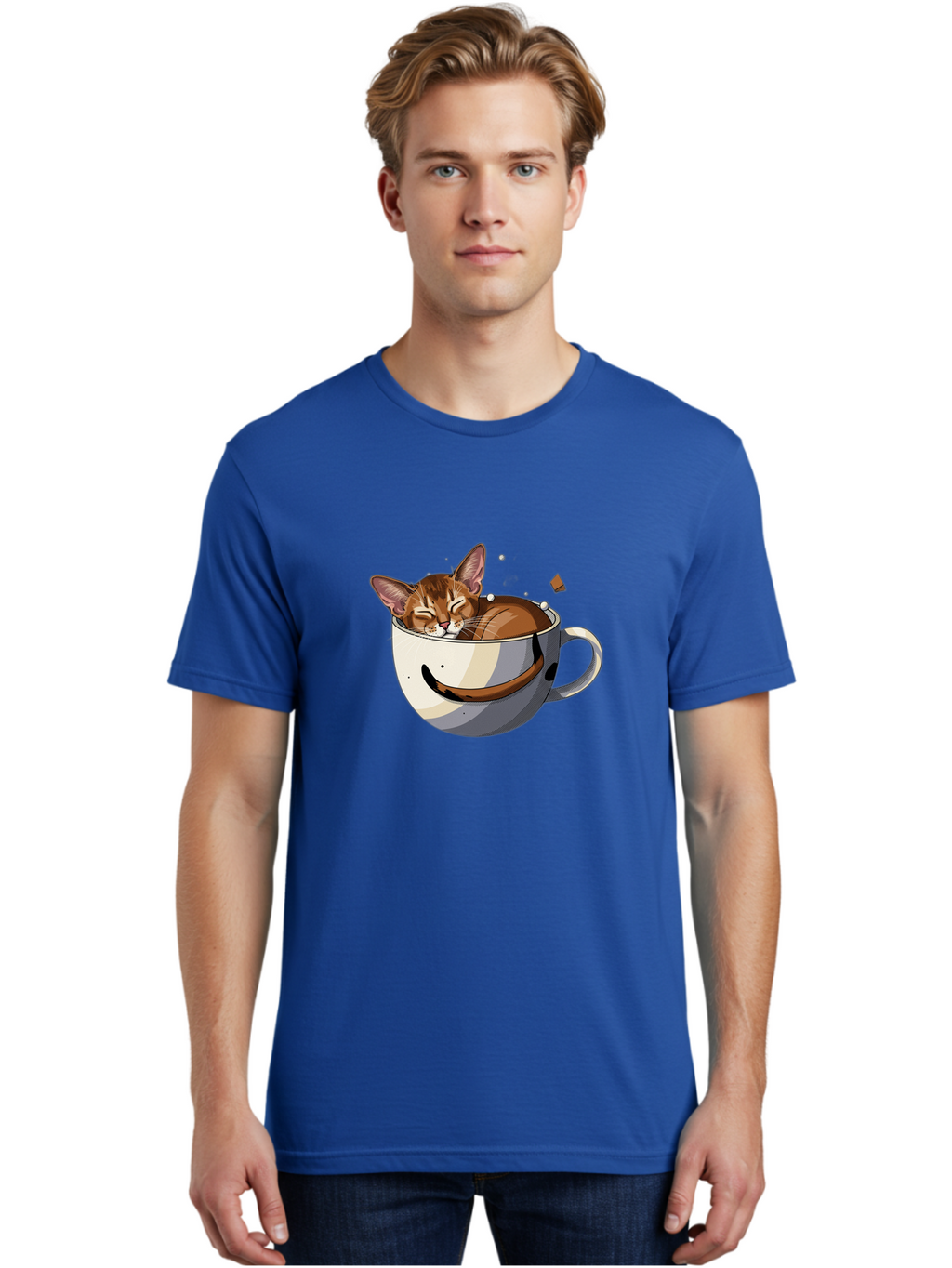 Cat-In-Coffee-Cup-3 Men'S Graphic Tee, 100% Cotton, Comfortable Casual Summer Wear, Machine Washable, Vintage Camera, Old Camera, Antique Camera, Black Camera, Classic Photography, Photography Equipment, Nostalgic Device, Film Camera, Bak195