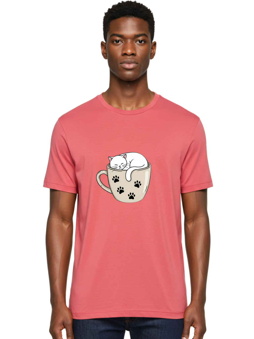 Cat-In-Coffee-Cup Men'S Graphic Tee, 100% Cotton, Comfortable Casual Summer Wear, Machine Washable, Vintage Camera, Old Camera, Antique Camera, Black Camera, Classic Photography, Photography Equipment, Nostalgic Device, Film Camera, Camera Art Bak196