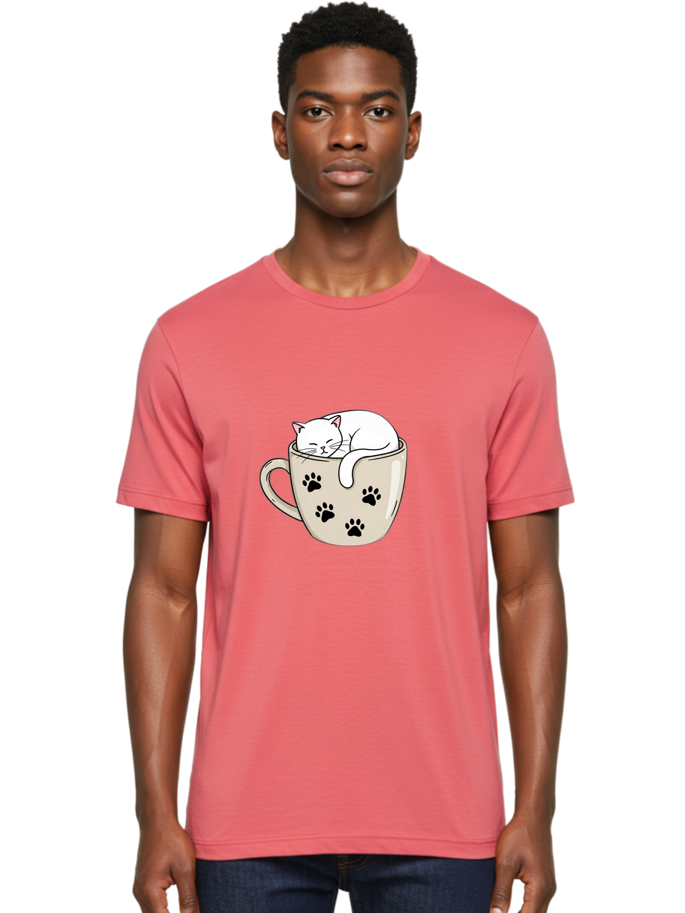 Cat-In-Coffee-Cup Men'S Graphic Tee, 100% Cotton, Comfortable Casual Summer Wear, Machine Washable, Vintage Camera, Old Camera, Antique Camera, Black Camera, Classic Photography, Photography Equipment, Nostalgic Device, Film Camera, Camera Art Bak196