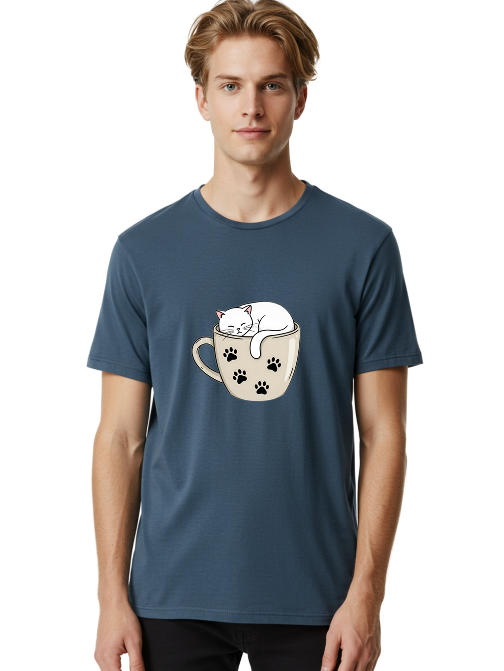 Cat-In-Coffee-Cup Men'S Graphic Tee, 100% Cotton, Comfortable Casual Summer Wear, Machine Washable, Vintage Camera, Old Camera, Antique Camera, Black Camera, Classic Photography, Photography Equipment, Nostalgic Device, Film Camera, Camera Art Bak196