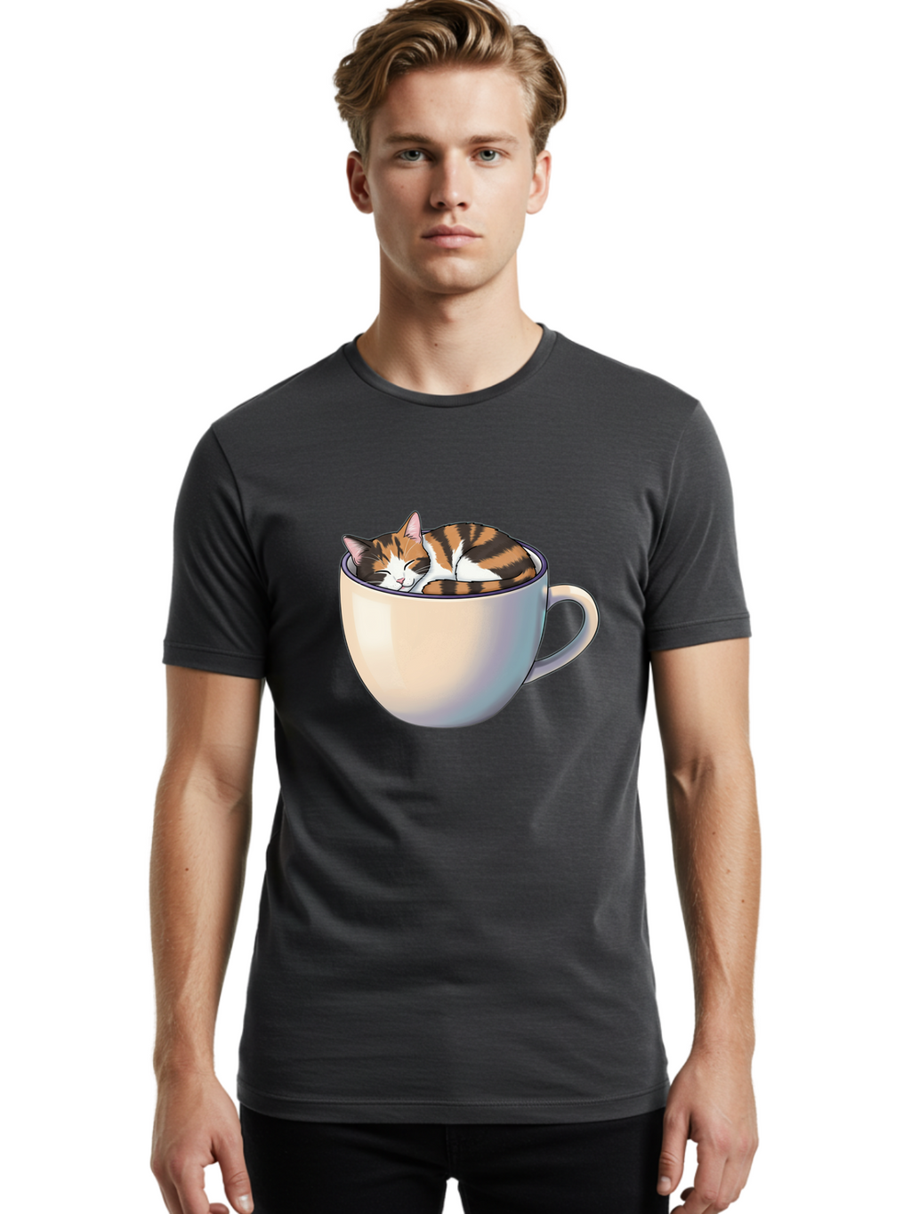 Cat-In-Cup Men'S Graphic Tee, 100% Cotton, Comfortable Casual Summer Wear, Machine Washable, Vintage Camera, Old Camera, Antique Camera, Black Camera, Classic Photography, Photography Equipment, Nostalgic Device, Film Camera, Camera Art Bak197