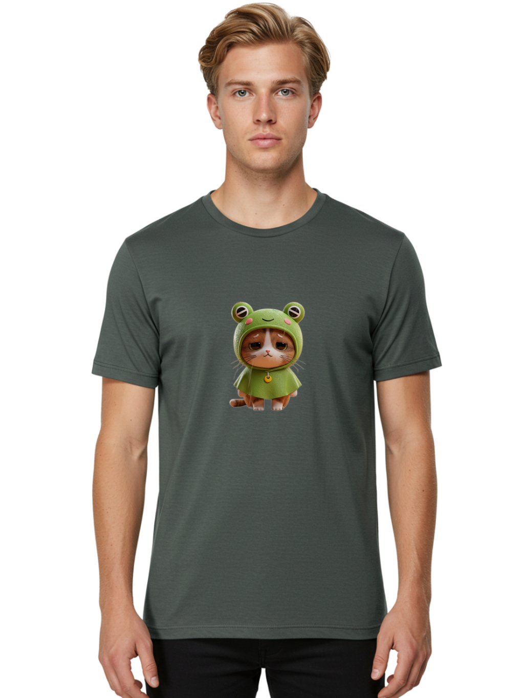 Cat-In-Frog-Costume-1 Men'S Graphic Tee, 100% Cotton, Comfortable Casual Summer Wear, Machine Washable, Vintage Camera, Old Camera, Antique Camera, Black Camera, Classic Photography, Photography Equipment, Nostalgic Device, Film Camera, Bak198