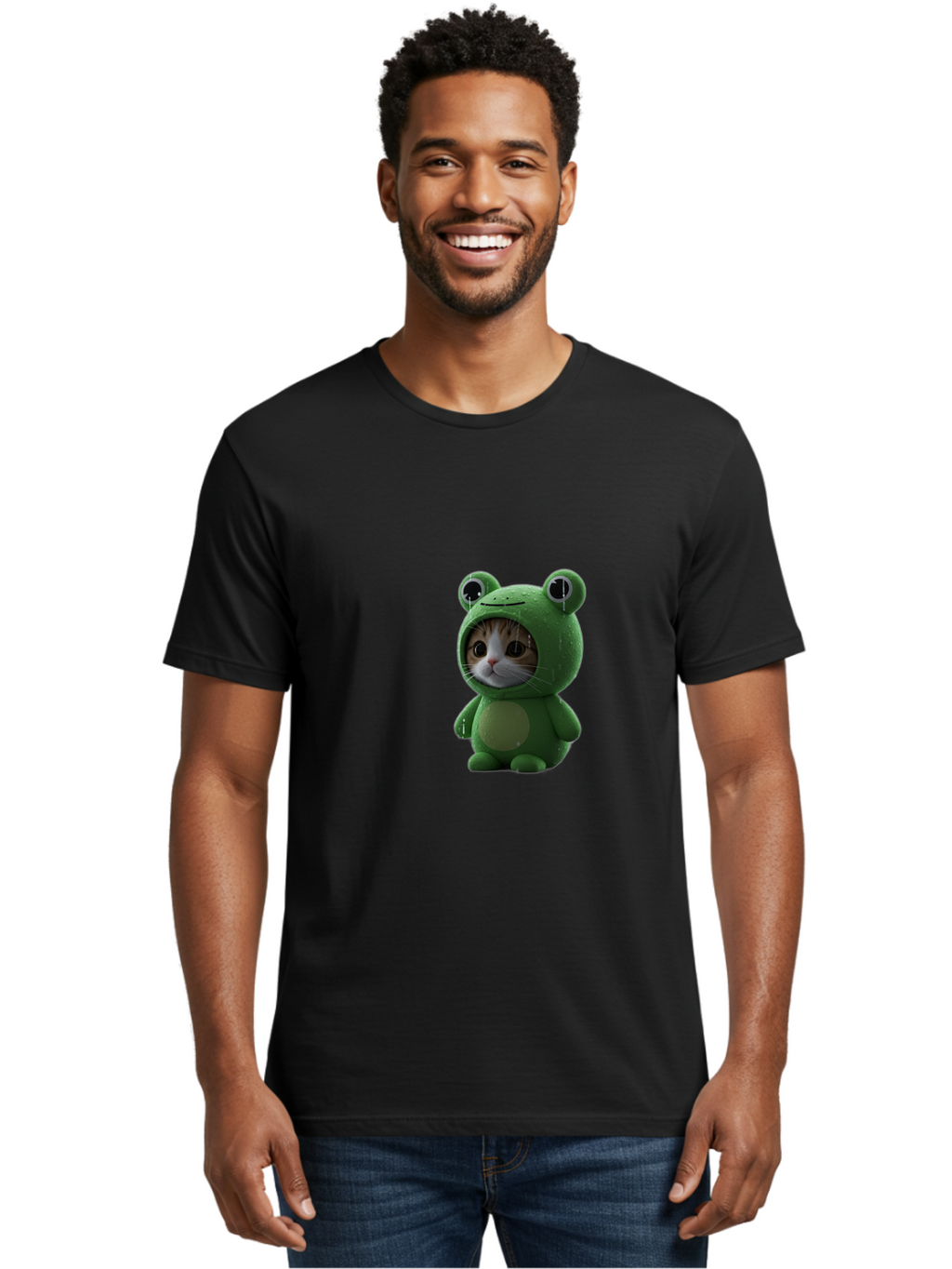 Cat-In-Frog-Costume-2 Men'S Graphic Tee, 100% Cotton, Comfortable Casual Summer Wear, Machine Washable, Vintage Camera, Old Camera, Antique Camera, Black Camera, Classic Photography, Photography Equipment, Nostalgic Device, Film Camera, Bak199