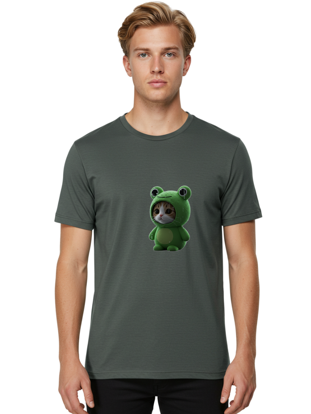 Cat-In-Frog-Costume-2 Men'S Graphic Tee, 100% Cotton, Comfortable Casual Summer Wear, Machine Washable, Vintage Camera, Old Camera, Antique Camera, Black Camera, Classic Photography, Photography Equipment, Nostalgic Device, Film Camera, Bak199