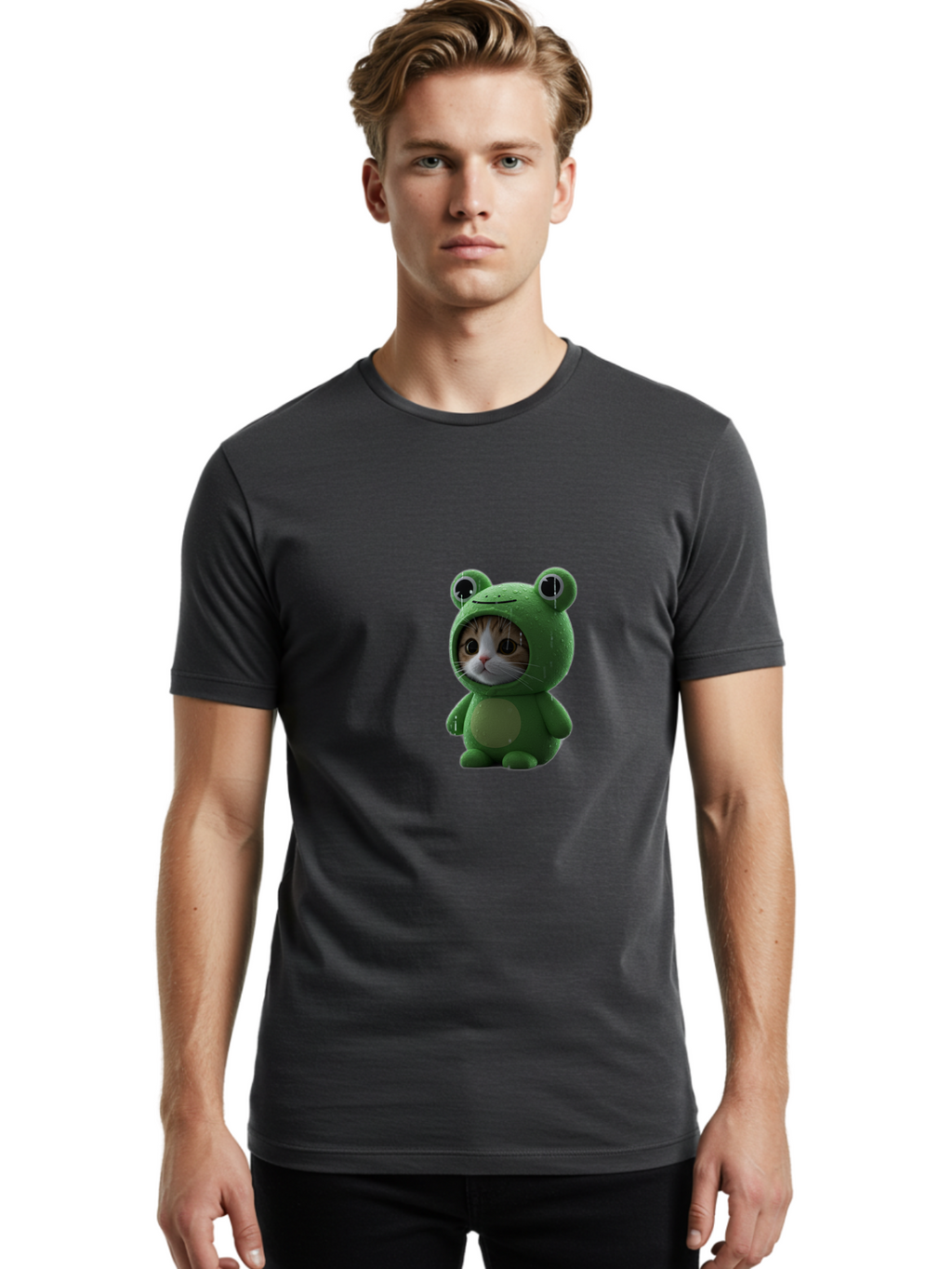 Cat-In-Frog-Costume-2 Men'S Graphic Tee, 100% Cotton, Comfortable Casual Summer Wear, Machine Washable, Vintage Camera, Old Camera, Antique Camera, Black Camera, Classic Photography, Photography Equipment, Nostalgic Device, Film Camera, Bak199