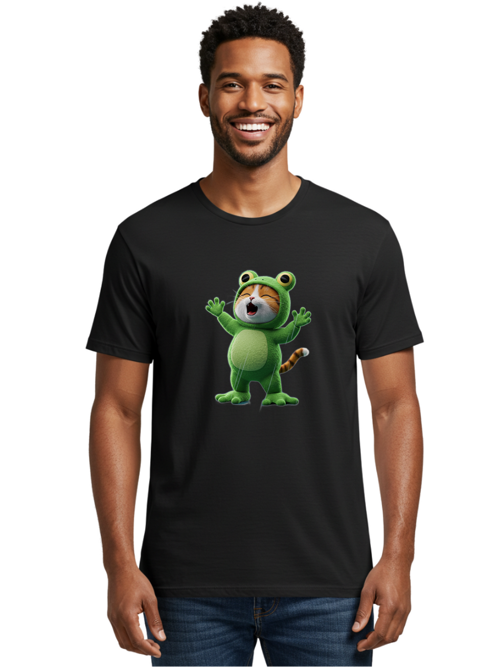 Cat-In-Frog-Costume-4 Men'S Graphic Tee, 100% Cotton, Comfortable Casual Summer Wear, Machine Washable, Vintage Camera, Old Camera, Antique Camera, Black Camera, Classic Photography, Photography Equipment, Nostalgic Device, Film Camera, Bak201