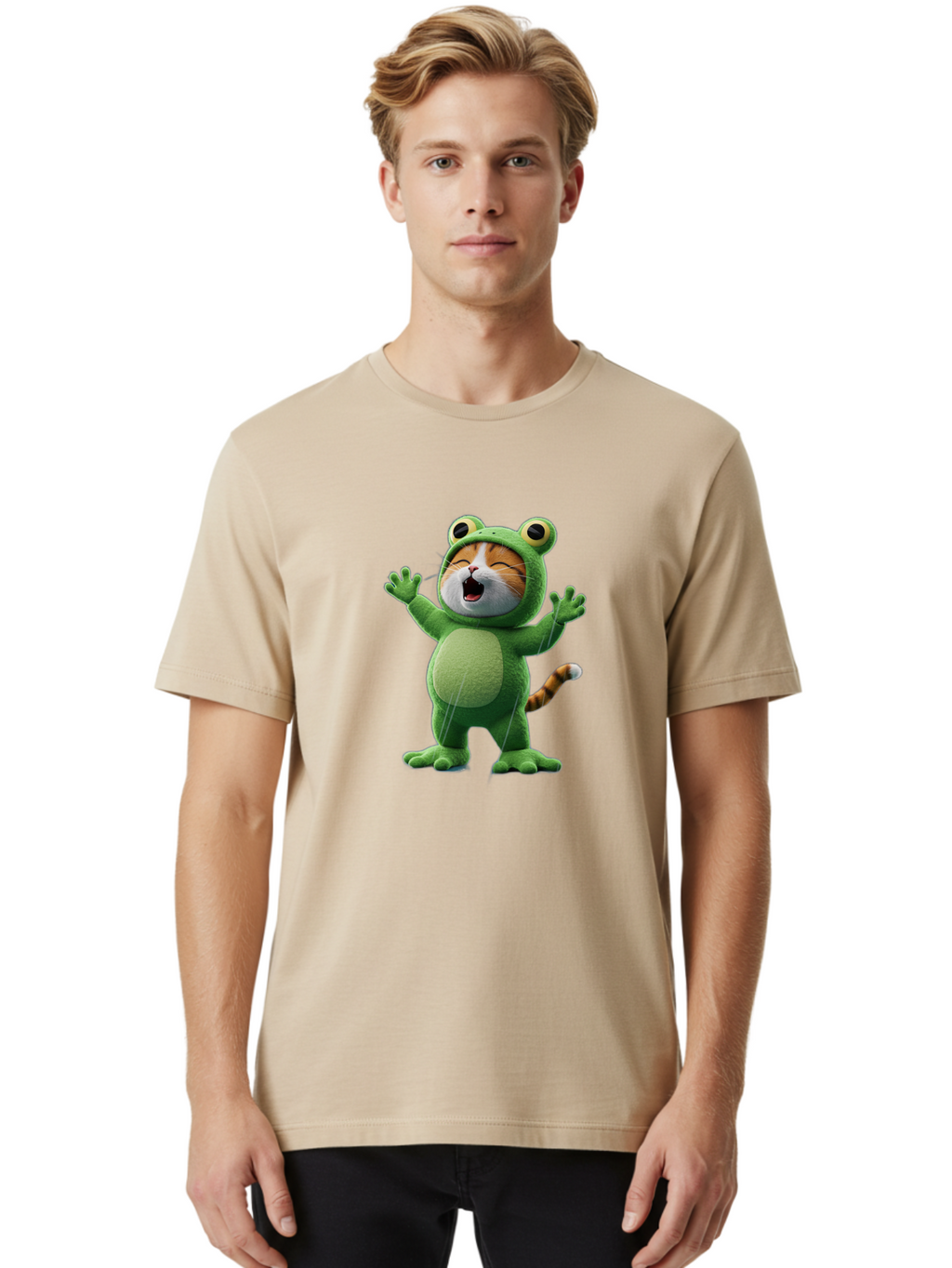 Cat-In-Frog-Costume-4 Men'S Graphic Tee, 100% Cotton, Comfortable Casual Summer Wear, Machine Washable, Vintage Camera, Old Camera, Antique Camera, Black Camera, Classic Photography, Photography Equipment, Nostalgic Device, Film Camera, Bak201