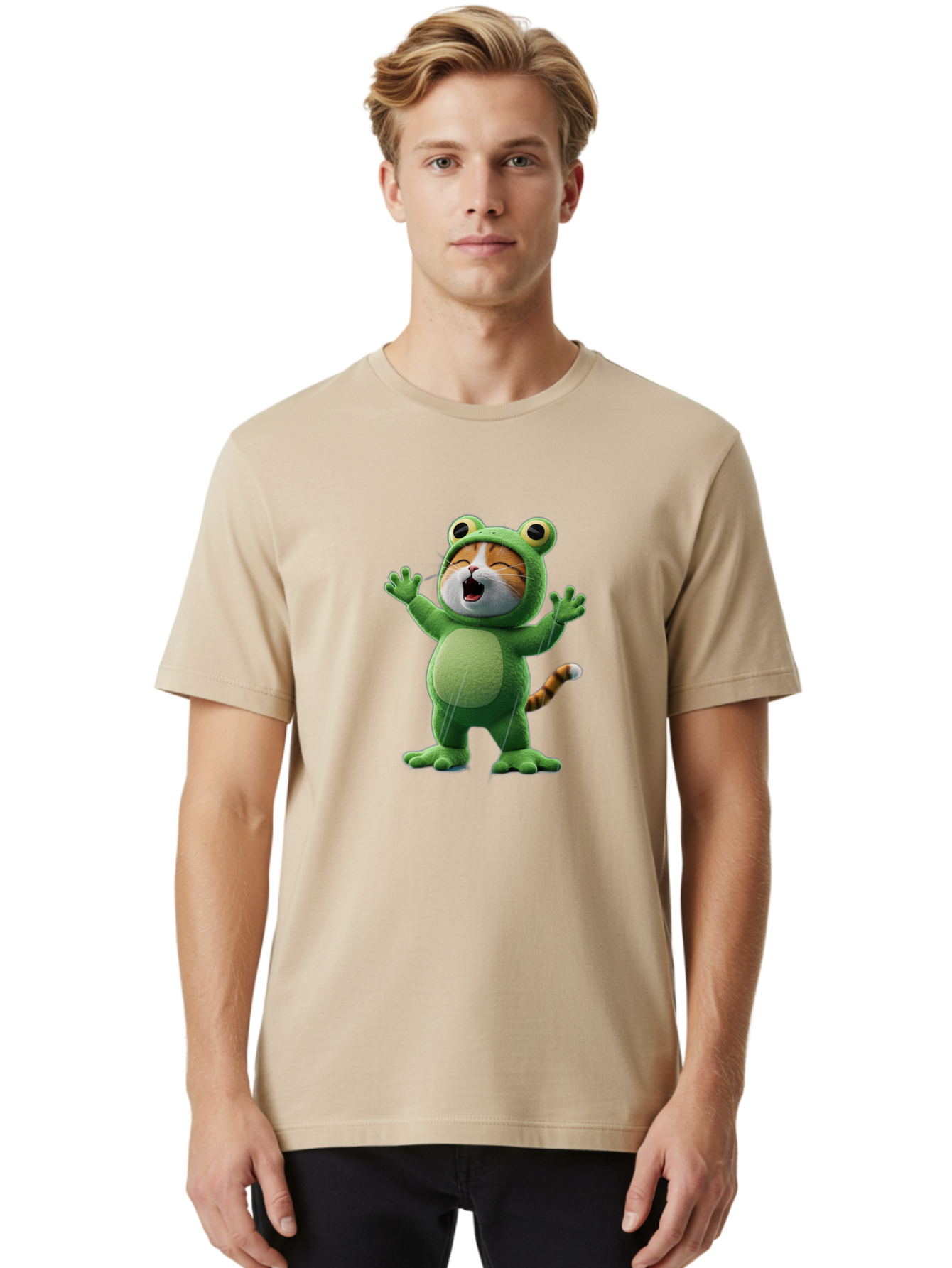 Cat-In-Frog-Costume-4 Men'S Graphic Tee, 100% Cotton, Comfortable Casual Summer Wear, Machine Washable, Vintage Camera, Old Camera, Antique Camera, Black Camera, Classic Photography, Photography Equipment, Nostalgic Device, Film Camera, Bak201