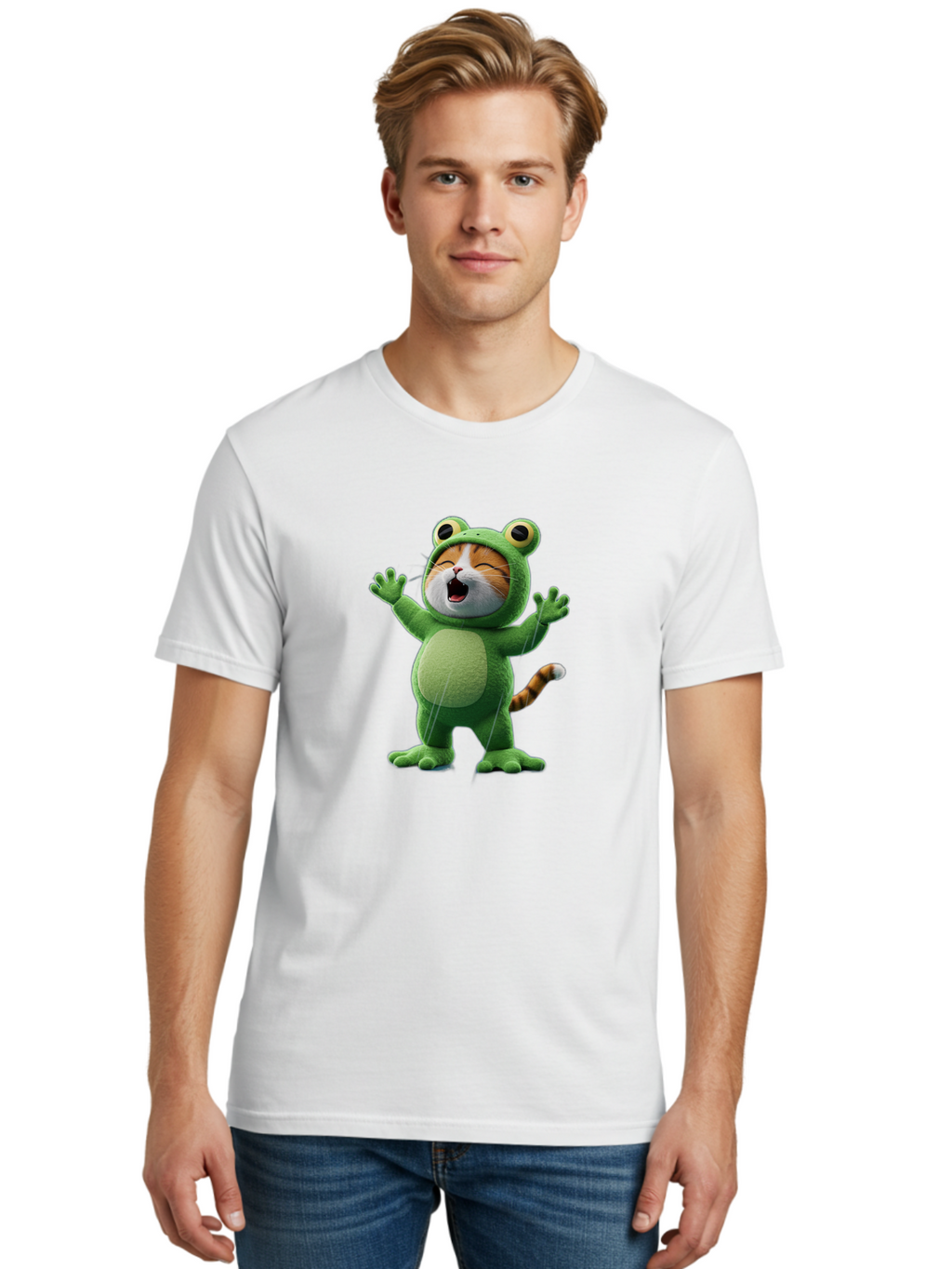 Cat-In-Frog-Costume-4 Men'S Graphic Tee, 100% Cotton, Comfortable Casual Summer Wear, Machine Washable, Vintage Camera, Old Camera, Antique Camera, Black Camera, Classic Photography, Photography Equipment, Nostalgic Device, Film Camera, Bak201