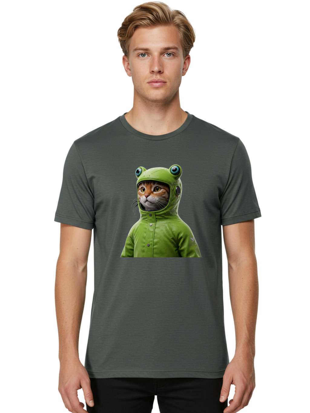 Cat-In-Frog-Costume-5 Men'S Graphic Tee, 100% Cotton, Comfortable Casual Summer Wear, Machine Washable, Vintage Camera, Old Camera, Antique Camera, Black Camera, Classic Photography, Photography Equipment, Nostalgic Device, Film Camera, Bak202