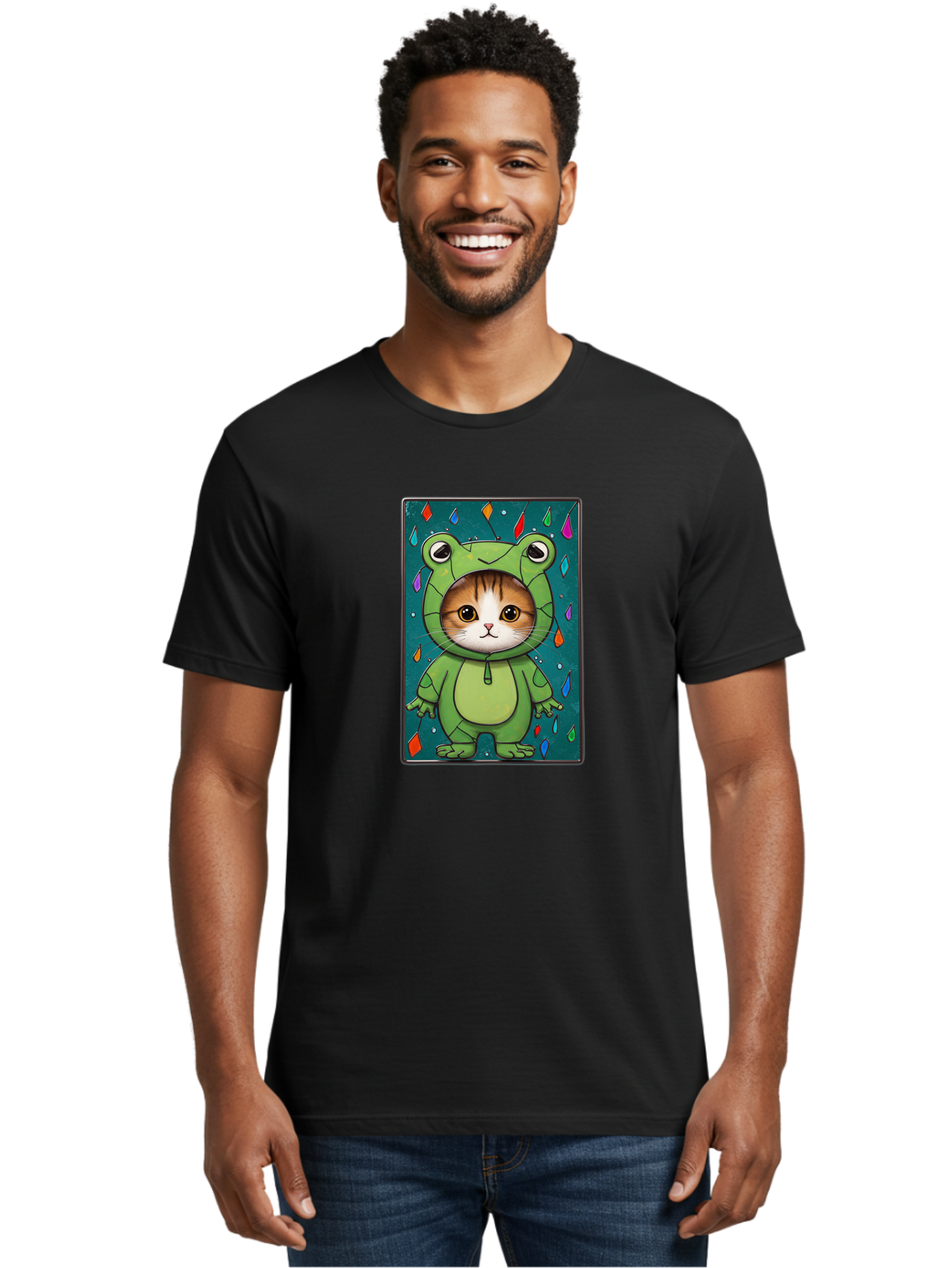 Cat-In-Frog-Costume-6 Men'S Graphic Tee, 100% Cotton, Comfortable Casual Summer Wear, Machine Washable, Vintage Camera, Old Camera, Antique Camera, Black Camera, Classic Photography, Photography Equipment, Nostalgic Device, Film Camera, Bak203