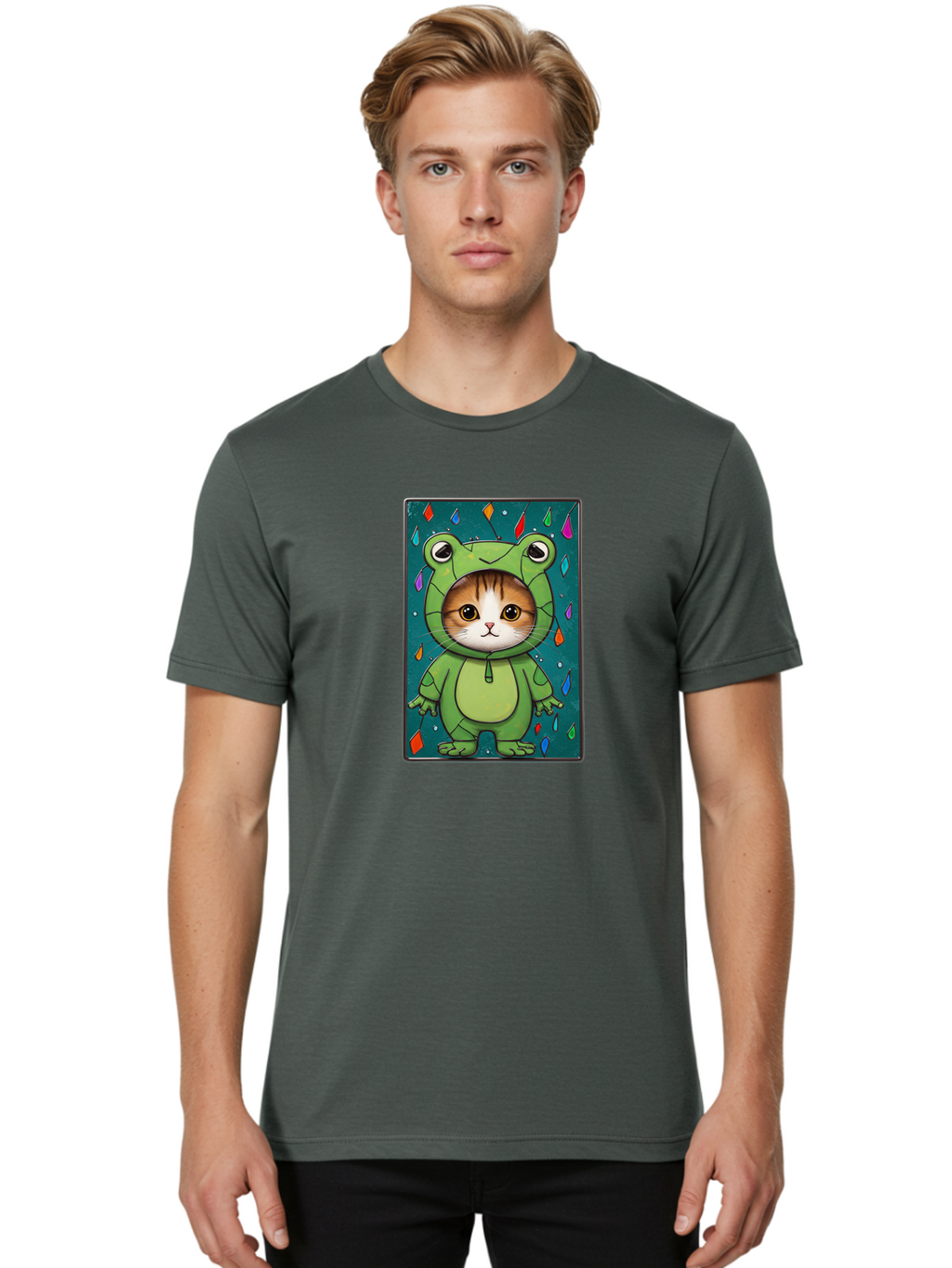 Cat-In-Frog-Costume-6 Men'S Graphic Tee, 100% Cotton, Comfortable Casual Summer Wear, Machine Washable, Vintage Camera, Old Camera, Antique Camera, Black Camera, Classic Photography, Photography Equipment, Nostalgic Device, Film Camera, Bak203