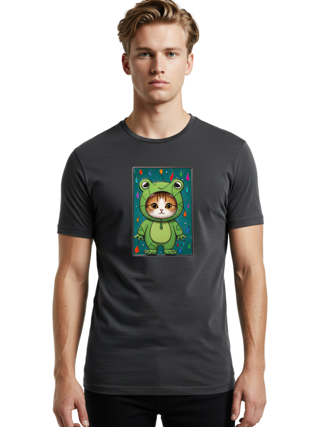 Cat-In-Frog-Costume-6 Men'S Graphic Tee, 100% Cotton, Comfortable Casual Summer Wear, Machine Washable, Vintage Camera, Old Camera, Antique Camera, Black Camera, Classic Photography, Photography Equipment, Nostalgic Device, Film Camera, Bak203