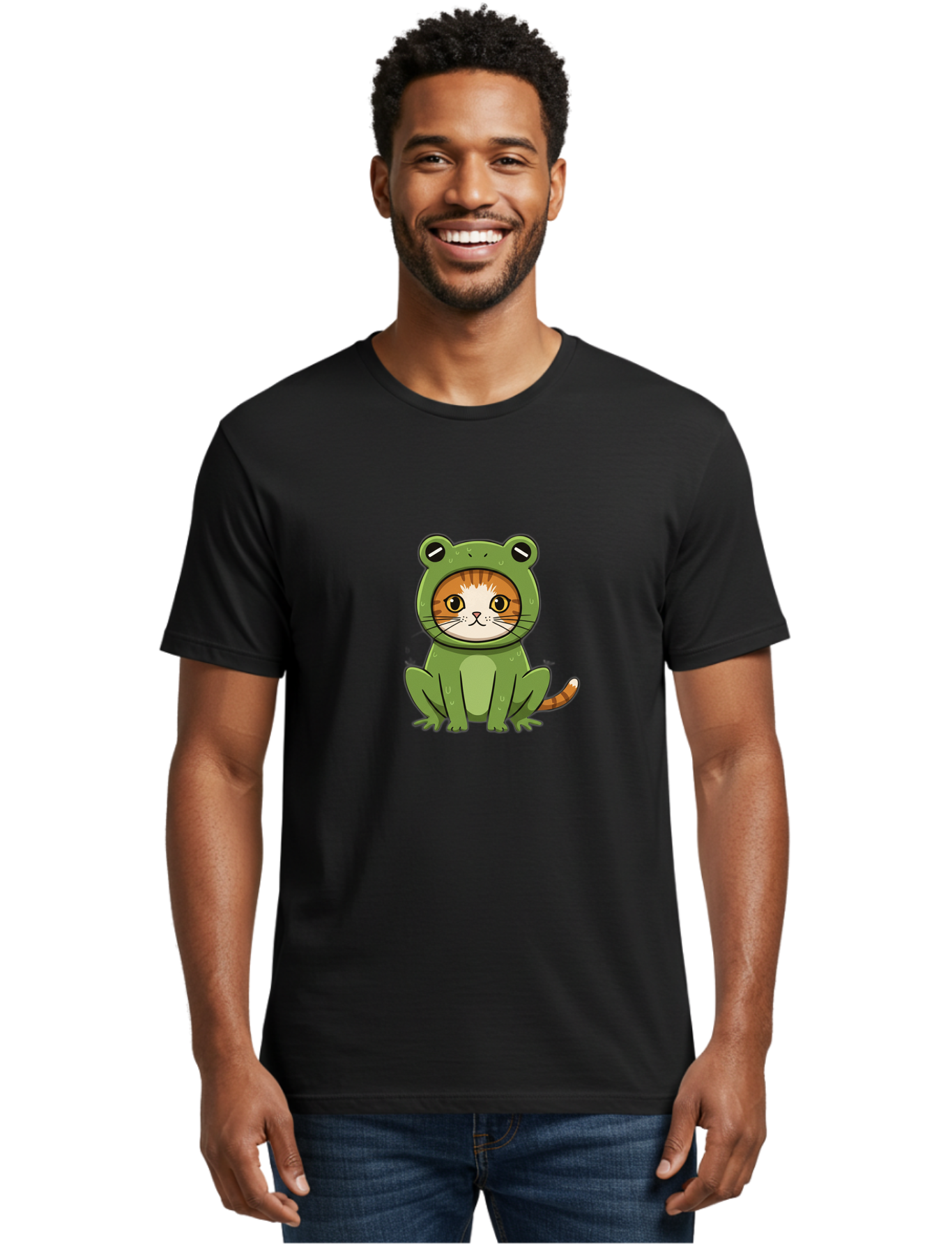 Cat-In-Frog-Costume-7 Men'S Graphic Tee, 100% Cotton, Comfortable Casual Summer Wear, Machine Washable, Vintage Camera, Old Camera, Antique Camera, Black Camera, Classic Photography, Photography Equipment, Nostalgic Device, Film Camera, Bak204