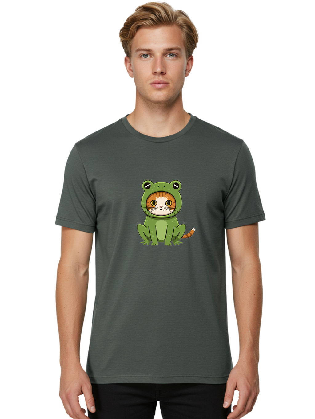 Cat-In-Frog-Costume-7 Men'S Graphic Tee, 100% Cotton, Comfortable Casual Summer Wear, Machine Washable, Vintage Camera, Old Camera, Antique Camera, Black Camera, Classic Photography, Photography Equipment, Nostalgic Device, Film Camera, Bak204