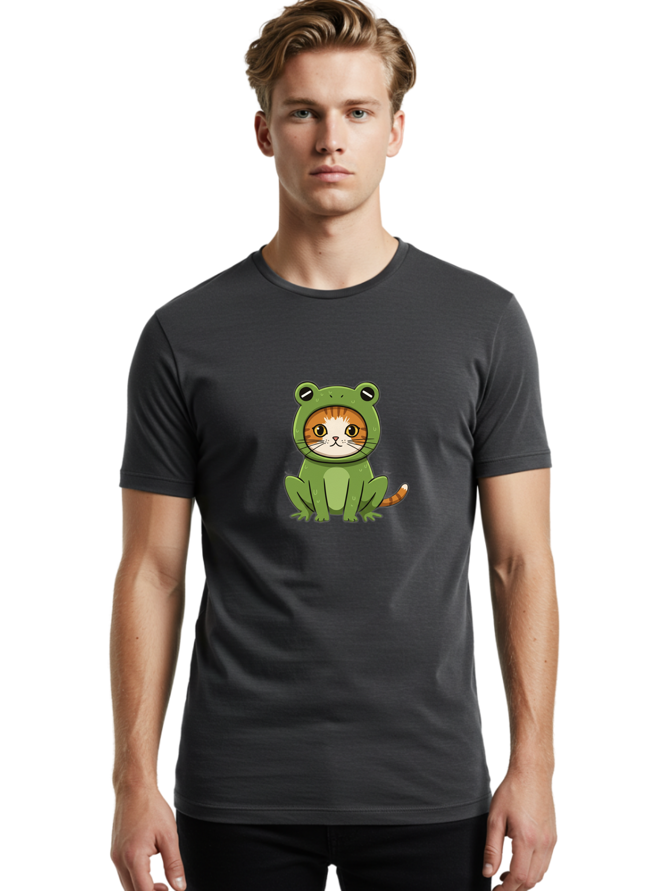 Cat-In-Frog-Costume-7 Men'S Graphic Tee, 100% Cotton, Comfortable Casual Summer Wear, Machine Washable, Vintage Camera, Old Camera, Antique Camera, Black Camera, Classic Photography, Photography Equipment, Nostalgic Device, Film Camera, Bak204