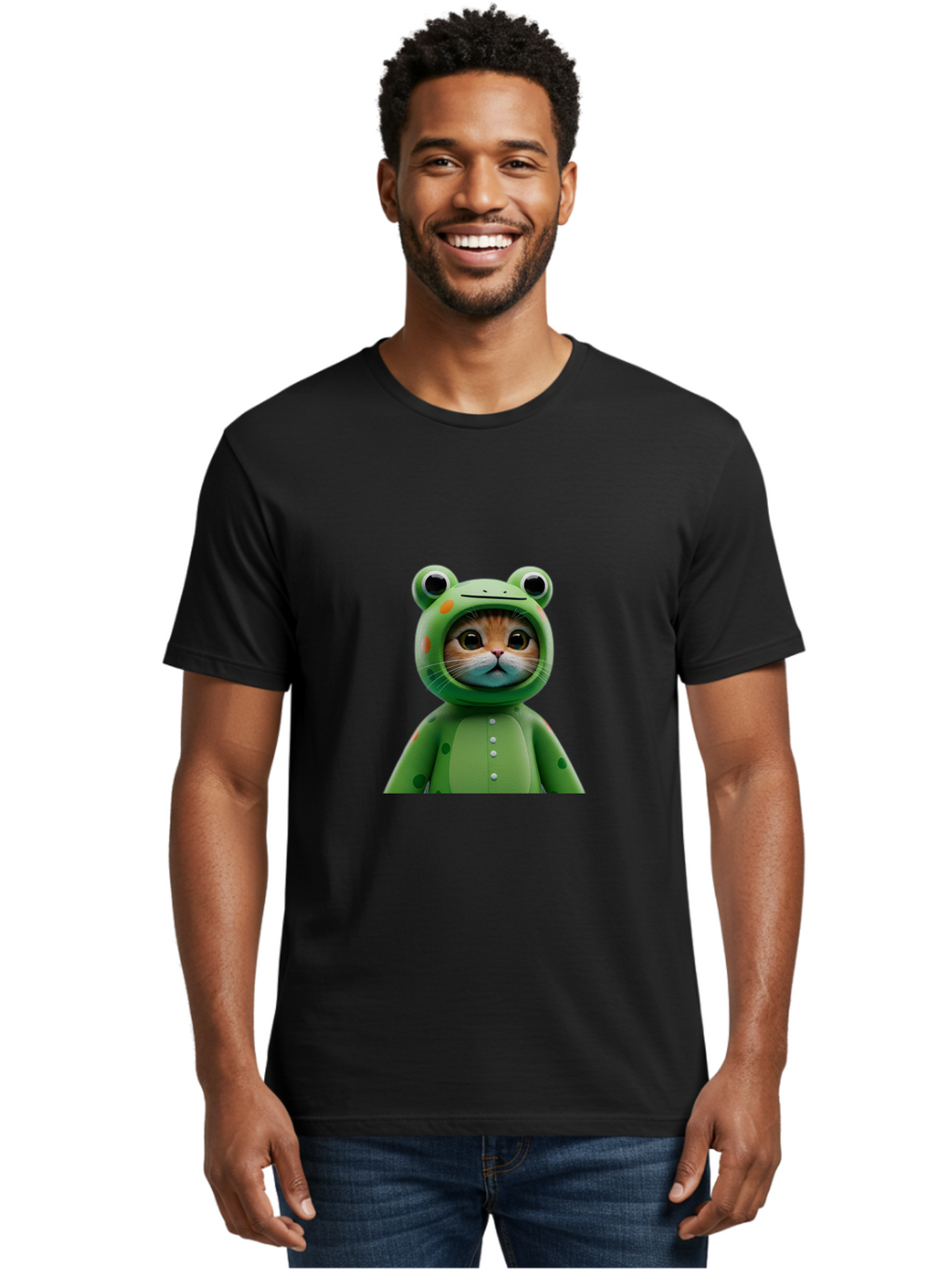 Cat-In-Frog-Costume Men'S Graphic Tee, 100% Cotton, Comfortable Casual Summer Wear, Machine Washable, Vintage Camera, Old Camera, Antique Camera, Black Camera, Classic Photography, Photography Equipment, Nostalgic Device, Film Camera, Bak205
