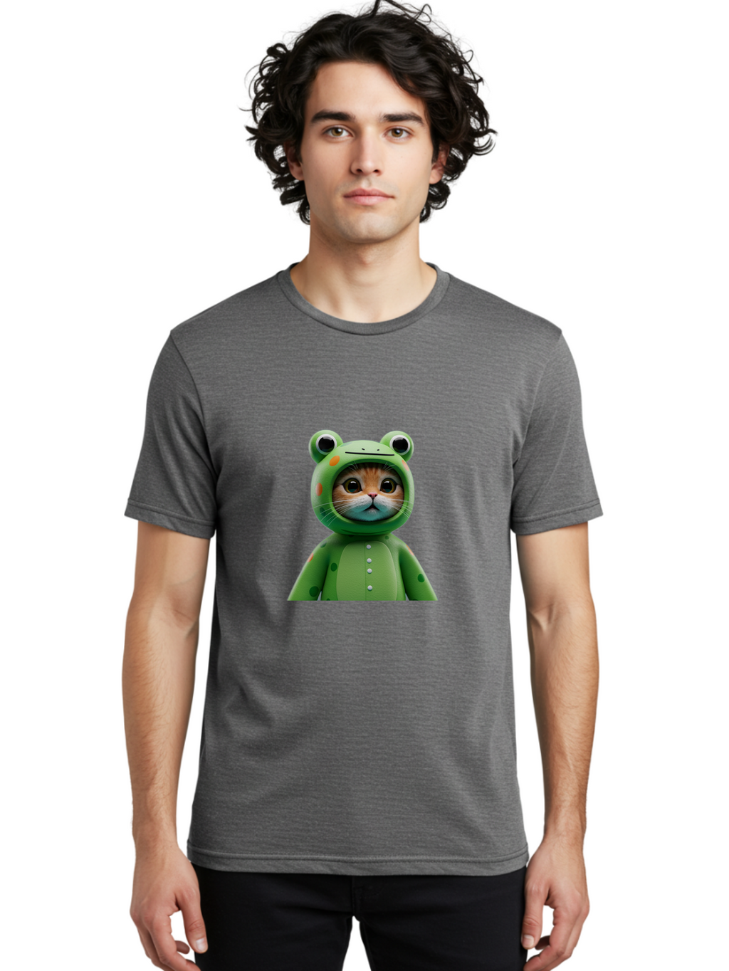 Cat-In-Frog-Costume Men'S Graphic Tee, 100% Cotton, Comfortable Casual Summer Wear, Machine Washable, Vintage Camera, Old Camera, Antique Camera, Black Camera, Classic Photography, Photography Equipment, Nostalgic Device, Film Camera, Bak205