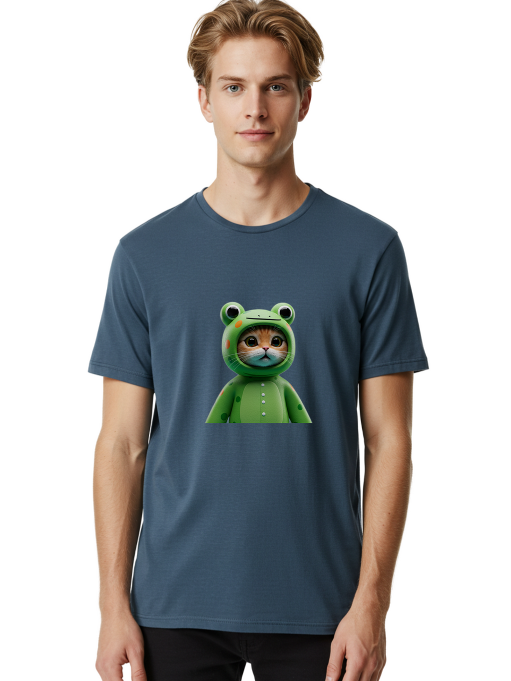 Cat-In-Frog-Costume Men'S Graphic Tee, 100% Cotton, Comfortable Casual Summer Wear, Machine Washable, Vintage Camera, Old Camera, Antique Camera, Black Camera, Classic Photography, Photography Equipment, Nostalgic Device, Film Camera, Bak205