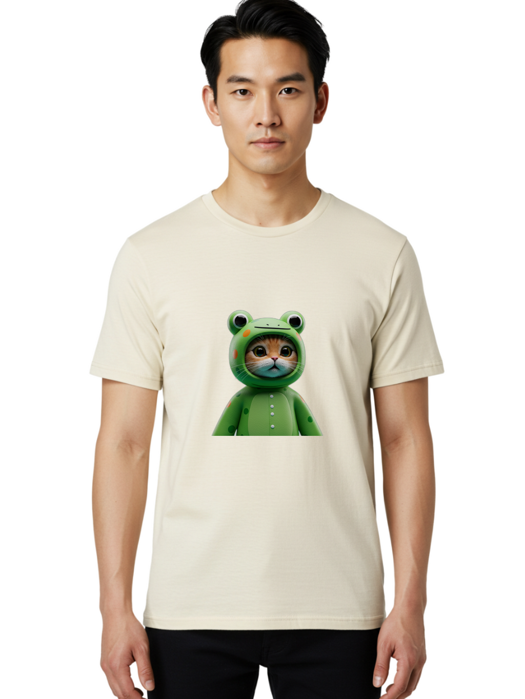 Cat-In-Frog-Costume Men'S Graphic Tee, 100% Cotton, Comfortable Casual Summer Wear, Machine Washable, Vintage Camera, Old Camera, Antique Camera, Black Camera, Classic Photography, Photography Equipment, Nostalgic Device, Film Camera, Bak205