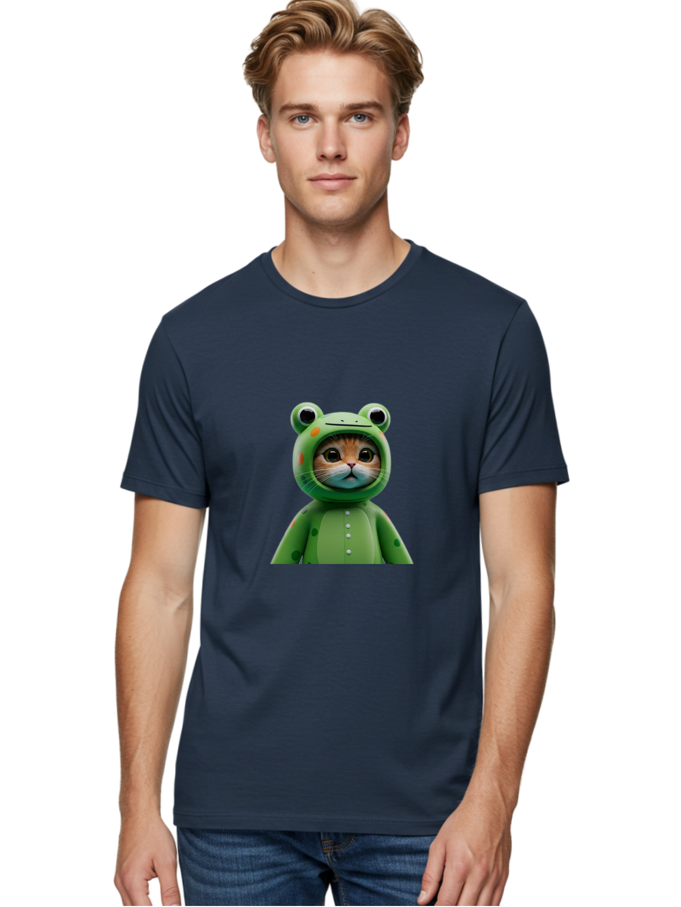 Cat-In-Frog-Costume Men'S Graphic Tee, 100% Cotton, Comfortable Casual Summer Wear, Machine Washable, Vintage Camera, Old Camera, Antique Camera, Black Camera, Classic Photography, Photography Equipment, Nostalgic Device, Film Camera, Bak205