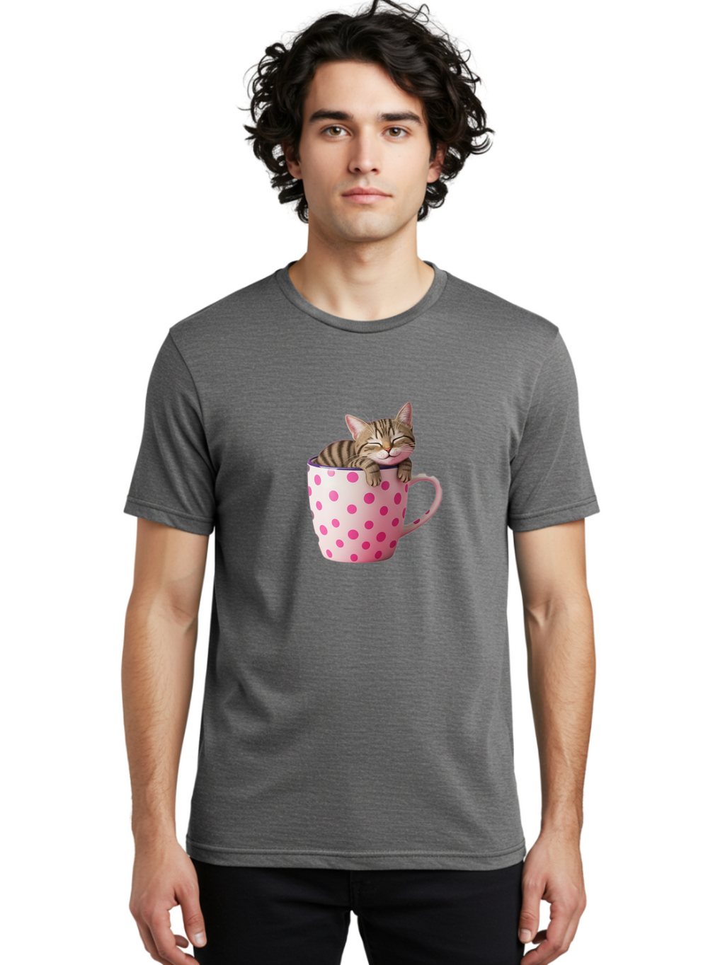 Cat-In-Polka-Dot-Mug Men'S Graphic Tee, 100% Cotton, Comfortable Casual Summer Wear, Machine Washable, Vintage Camera, Old Camera, Antique Camera, Black Camera, Classic Photography, Photography Equipment, Nostalgic Device, Film Camera, Bak206
