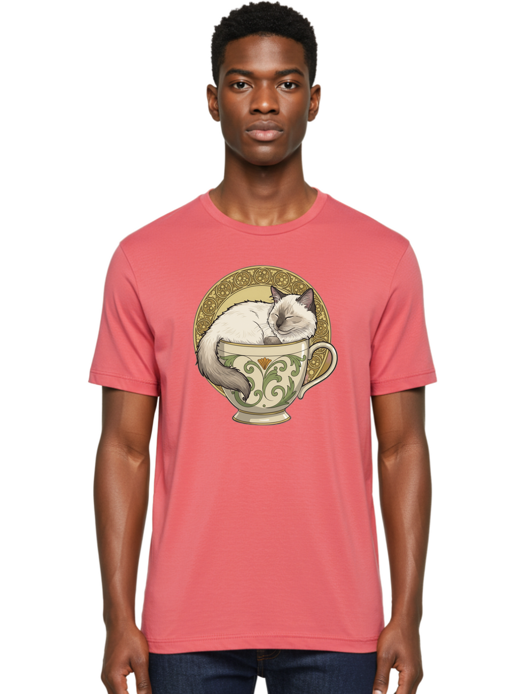 Cat-In-Tea-Cup-1 Men'S Graphic Tee, 100% Cotton, Comfortable Casual Summer Wear, Machine Washable, Vintage Camera, Old Camera, Antique Camera, Black Camera, Classic Photography, Photography Equipment, Nostalgic Device, Film Camera, Camera Art Bak209