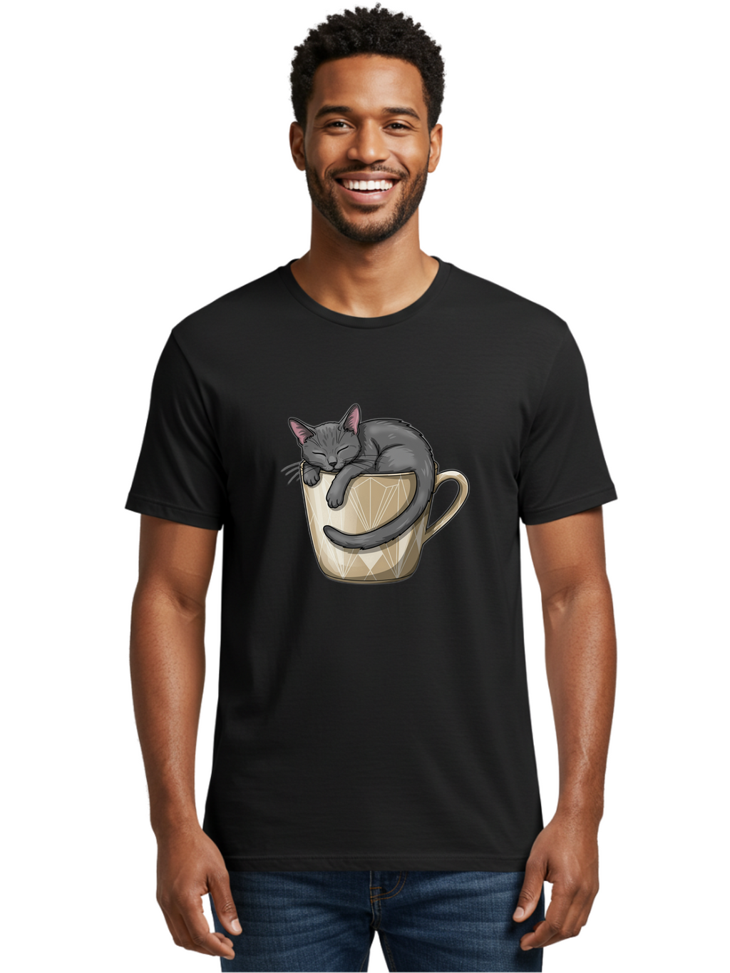 Cat-In-Tea-Cup Men'S Graphic Tee, 100% Cotton, Comfortable Casual Summer Wear, Machine Washable, Vintage Camera, Old Camera, Antique Camera, Black Camera, Classic Photography, Photography Equipment, Nostalgic Device, Film Camera, Camera Art Bak211