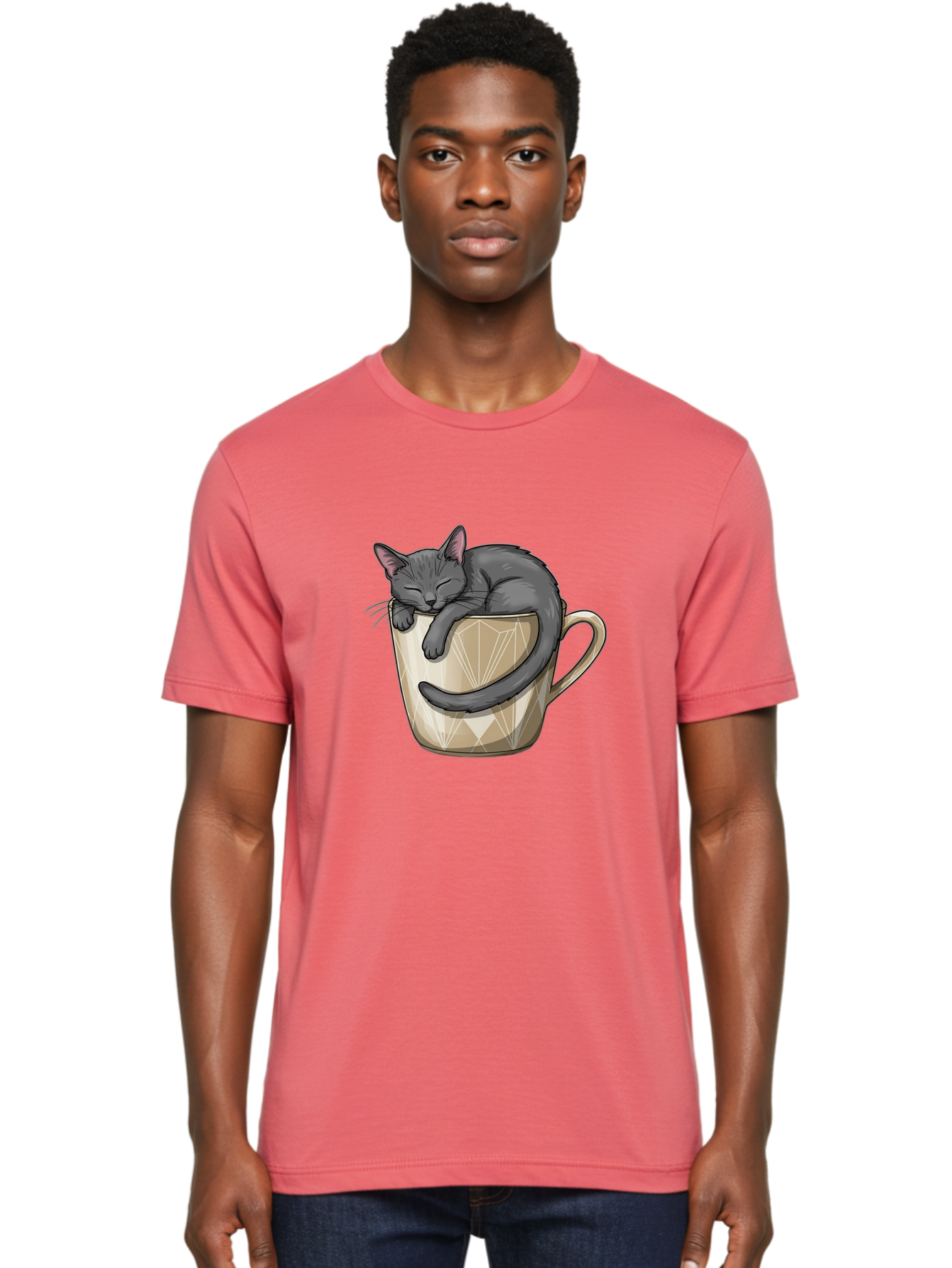 Cat-In-Tea-Cup Men'S Graphic Tee, 100% Cotton, Comfortable Casual Summer Wear, Machine Washable, Vintage Camera, Old Camera, Antique Camera, Black Camera, Classic Photography, Photography Equipment, Nostalgic Device, Film Camera, Camera Art Bak211