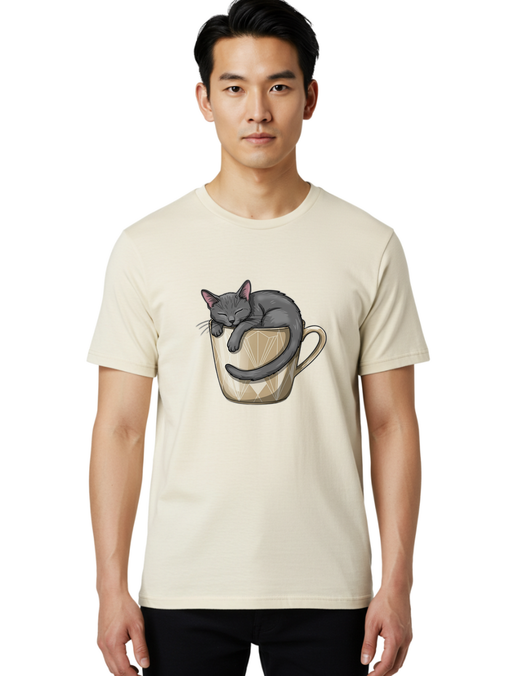 Cat-In-Tea-Cup Men'S Graphic Tee, 100% Cotton, Comfortable Casual Summer Wear, Machine Washable, Vintage Camera, Old Camera, Antique Camera, Black Camera, Classic Photography, Photography Equipment, Nostalgic Device, Film Camera, Camera Art Bak211