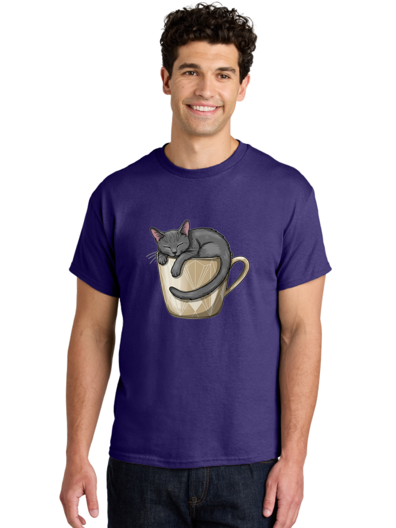 Cat-In-Tea-Cup Men'S Graphic Tee, 100% Cotton, Comfortable Casual Summer Wear, Machine Washable, Vintage Camera, Old Camera, Antique Camera, Black Camera, Classic Photography, Photography Equipment, Nostalgic Device, Film Camera, Camera Art Bak211