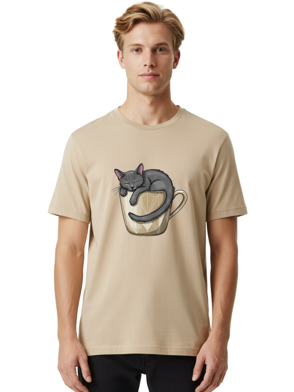 Cat-In-Tea-Cup Men'S Graphic Tee, 100% Cotton, Comfortable Casual Summer Wear, Machine Washable, Vintage Camera, Old Camera, Antique Camera, Black Camera, Classic Photography, Photography Equipment, Nostalgic Device, Film Camera, Camera Art Bak211