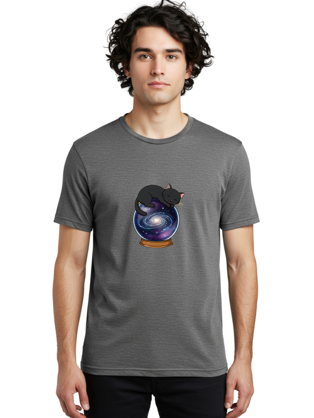 Cat-On-Crystal-Ball-1 Men'S Graphic Tee, 100% Cotton, Comfortable Casual Summer Wear, Machine Washable, Vintage Camera, Old Camera, Antique Camera, Black Camera, Classic Photography, Photography Equipment, Nostalgic Device, Film Camera, Bak212