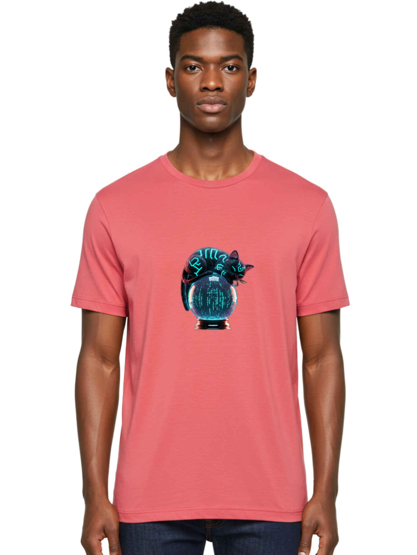 Cat-On-Crystal-Ball-2 Men'S Graphic Tee, 100% Cotton, Comfortable Casual Summer Wear, Machine Washable, Vintage Camera, Old Camera, Antique Camera, Black Camera, Classic Photography, Photography Equipment, Nostalgic Device, Film Camera, Bak213