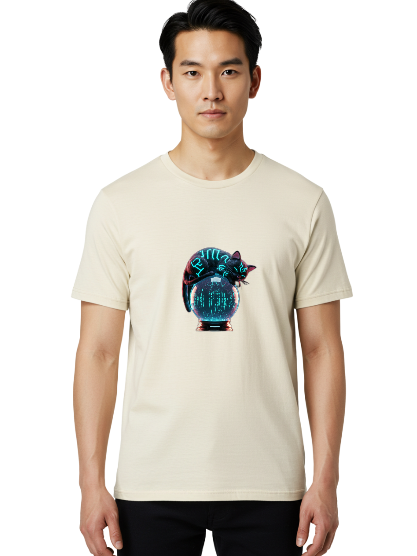 Cat-On-Crystal-Ball-2 Men'S Graphic Tee, 100% Cotton, Comfortable Casual Summer Wear, Machine Washable, Vintage Camera, Old Camera, Antique Camera, Black Camera, Classic Photography, Photography Equipment, Nostalgic Device, Film Camera, Bak213