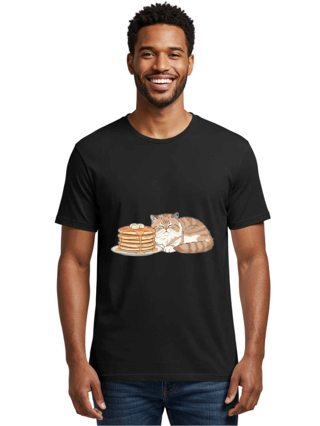 Cat-Sleeping-Beside-Pancakes Men'S Graphic Tee, 100% Cotton, Comfortable Casual Summer Wear, Machine Washable, Vintage Camera, Old Camera, Antique Camera, Black Camera, Classic Photography, Photography Equipment, Nostalgic Device, Film Camera, Bak216