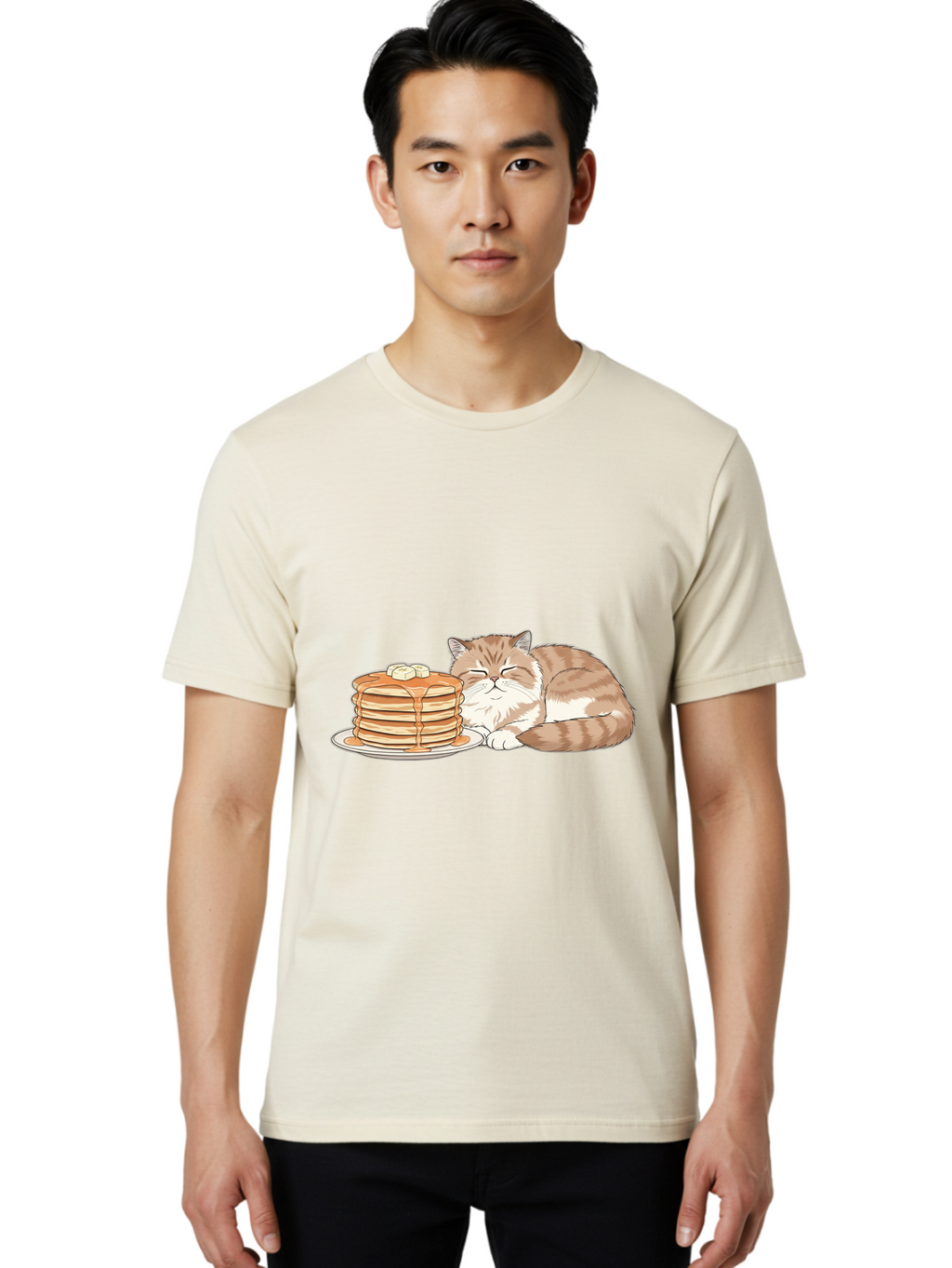 Cat-Sleeping-Beside-Pancakes Men'S Graphic Tee, 100% Cotton, Comfortable Casual Summer Wear, Machine Washable, Vintage Camera, Old Camera, Antique Camera, Black Camera, Classic Photography, Photography Equipment, Nostalgic Device, Film Camera, Bak216
