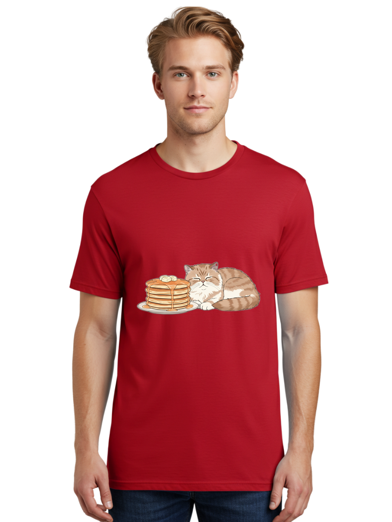 Cat-Sleeping-Beside-Pancakes Men'S Graphic Tee, 100% Cotton, Comfortable Casual Summer Wear, Machine Washable, Vintage Camera, Old Camera, Antique Camera, Black Camera, Classic Photography, Photography Equipment, Nostalgic Device, Film Camera, Bak216