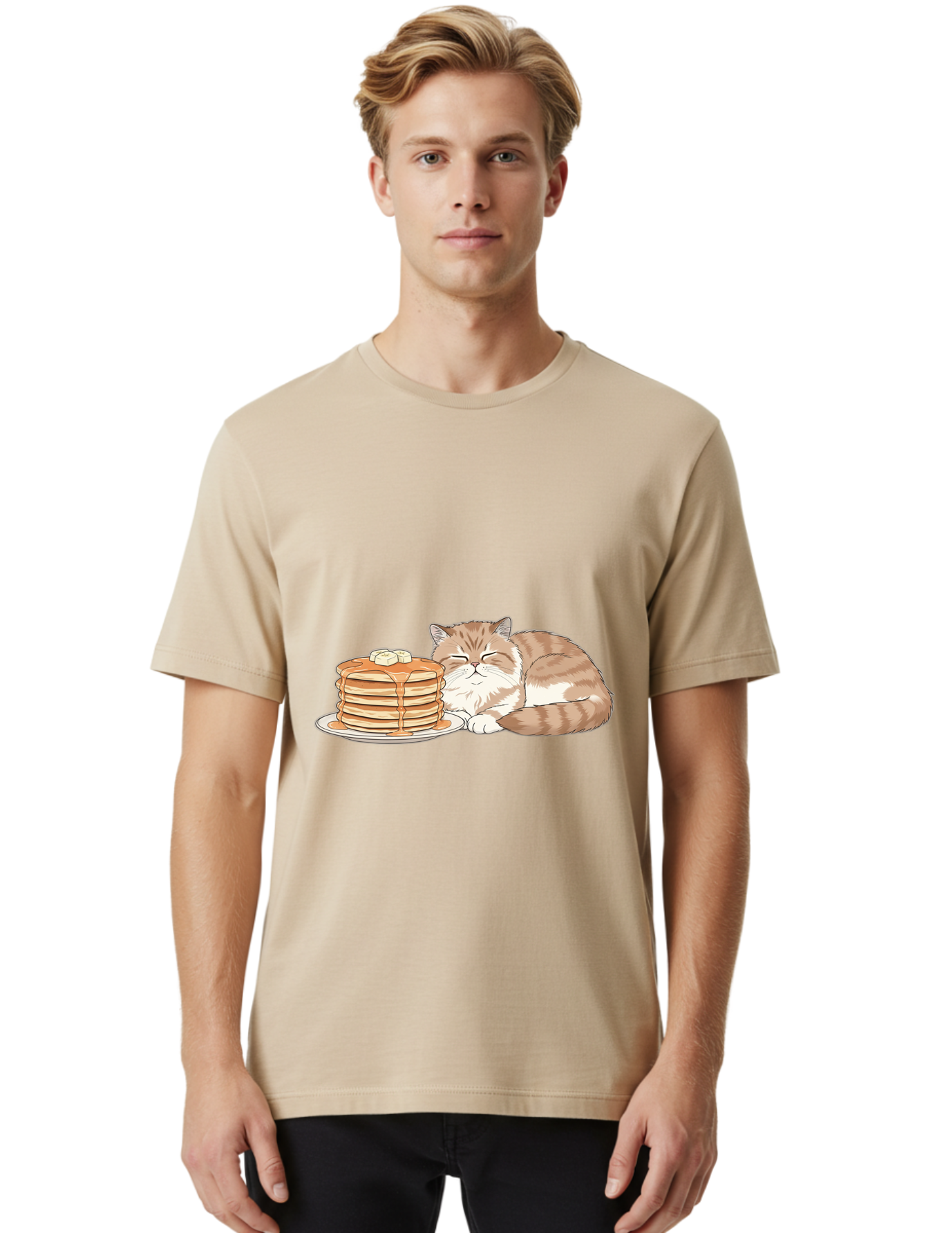 Cat-Sleeping-Beside-Pancakes Men'S Graphic Tee, 100% Cotton, Comfortable Casual Summer Wear, Machine Washable, Vintage Camera, Old Camera, Antique Camera, Black Camera, Classic Photography, Photography Equipment, Nostalgic Device, Film Camera, Bak216