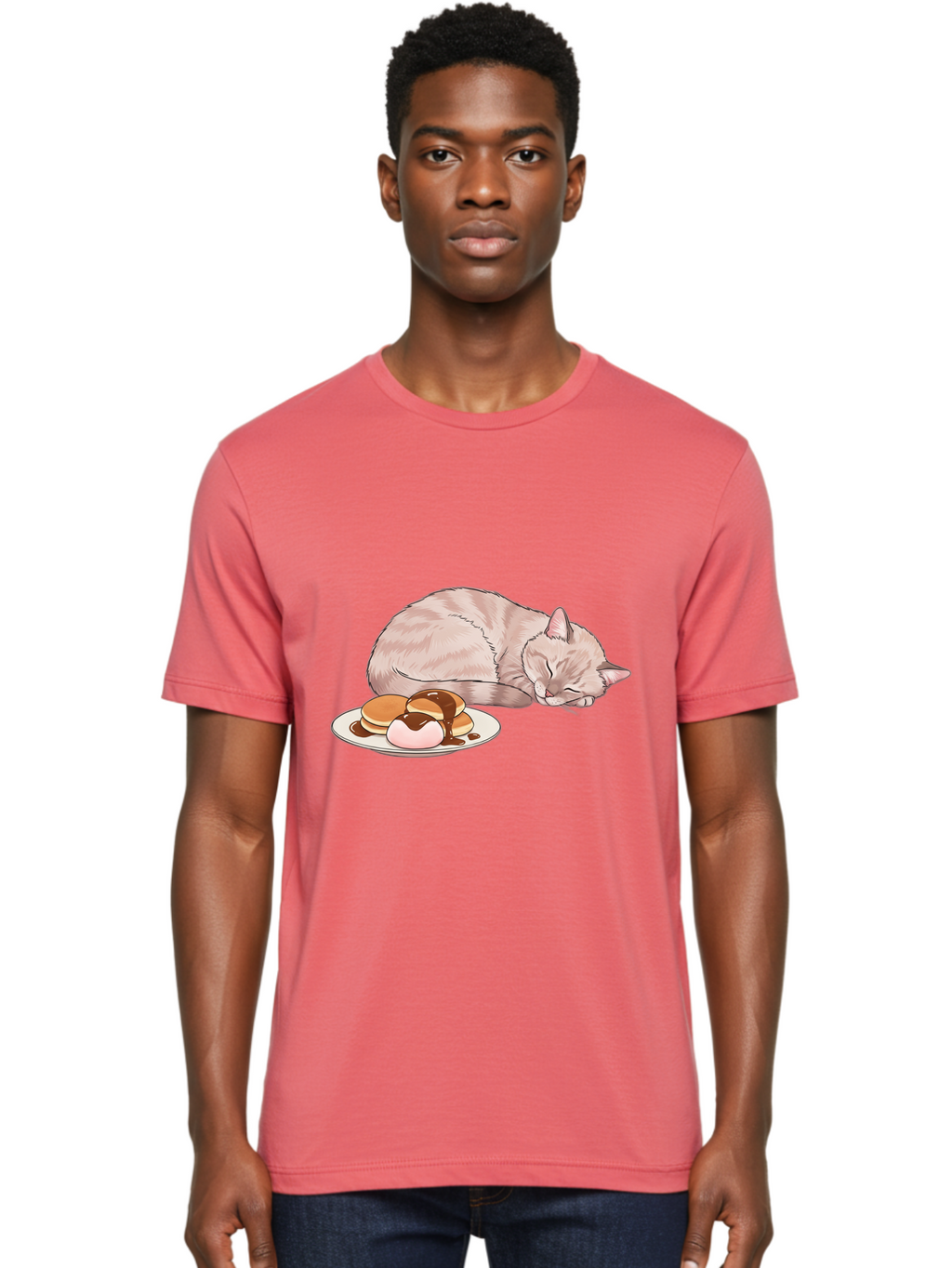 Cat-Sleeping-Near-Pancakes Men'S Graphic Tee, 100% Cotton, Comfortable Casual Summer Wear, Machine Washable, Vintage Camera, Old Camera, Antique Camera, Black Camera, Classic Photography, Photography Equipment, Nostalgic Device, Film Camera, Bak217