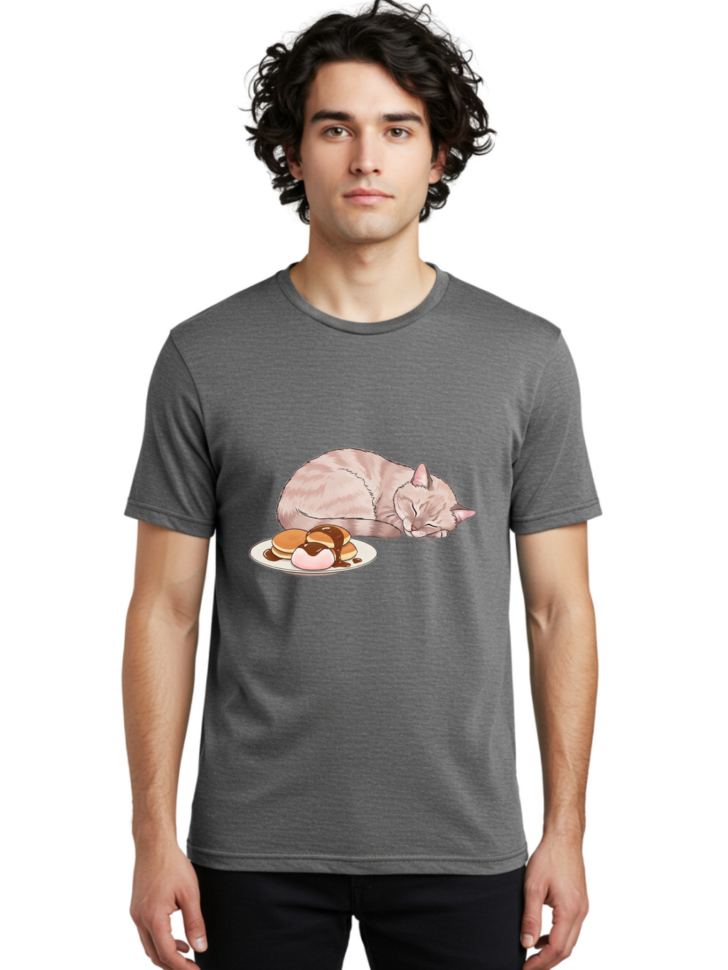 Cat-Sleeping-Near-Pancakes Men'S Graphic Tee, 100% Cotton, Comfortable Casual Summer Wear, Machine Washable, Vintage Camera, Old Camera, Antique Camera, Black Camera, Classic Photography, Photography Equipment, Nostalgic Device, Film Camera, Bak217