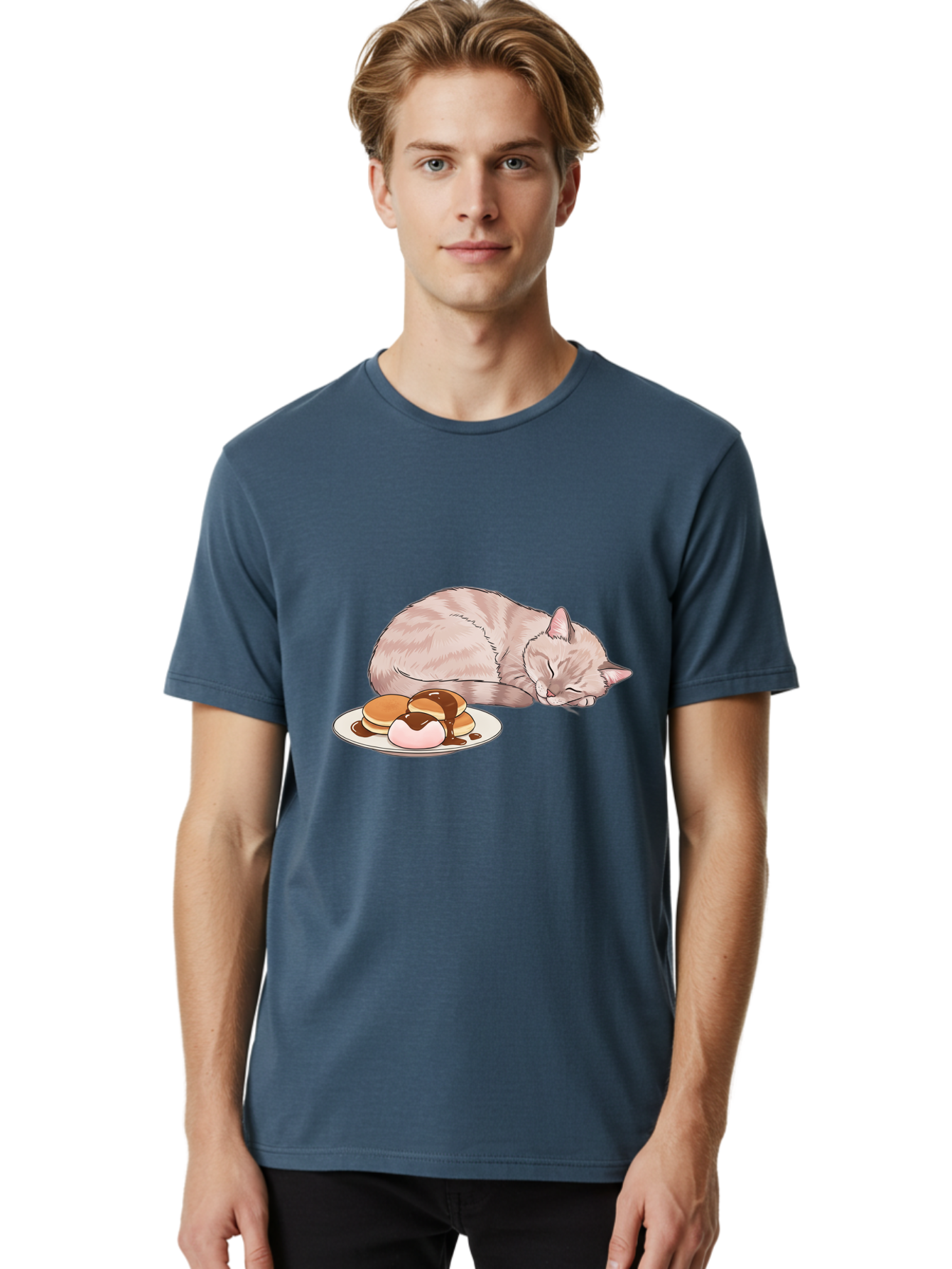Cat-Sleeping-Near-Pancakes Men'S Graphic Tee, 100% Cotton, Comfortable Casual Summer Wear, Machine Washable, Vintage Camera, Old Camera, Antique Camera, Black Camera, Classic Photography, Photography Equipment, Nostalgic Device, Film Camera, Bak217