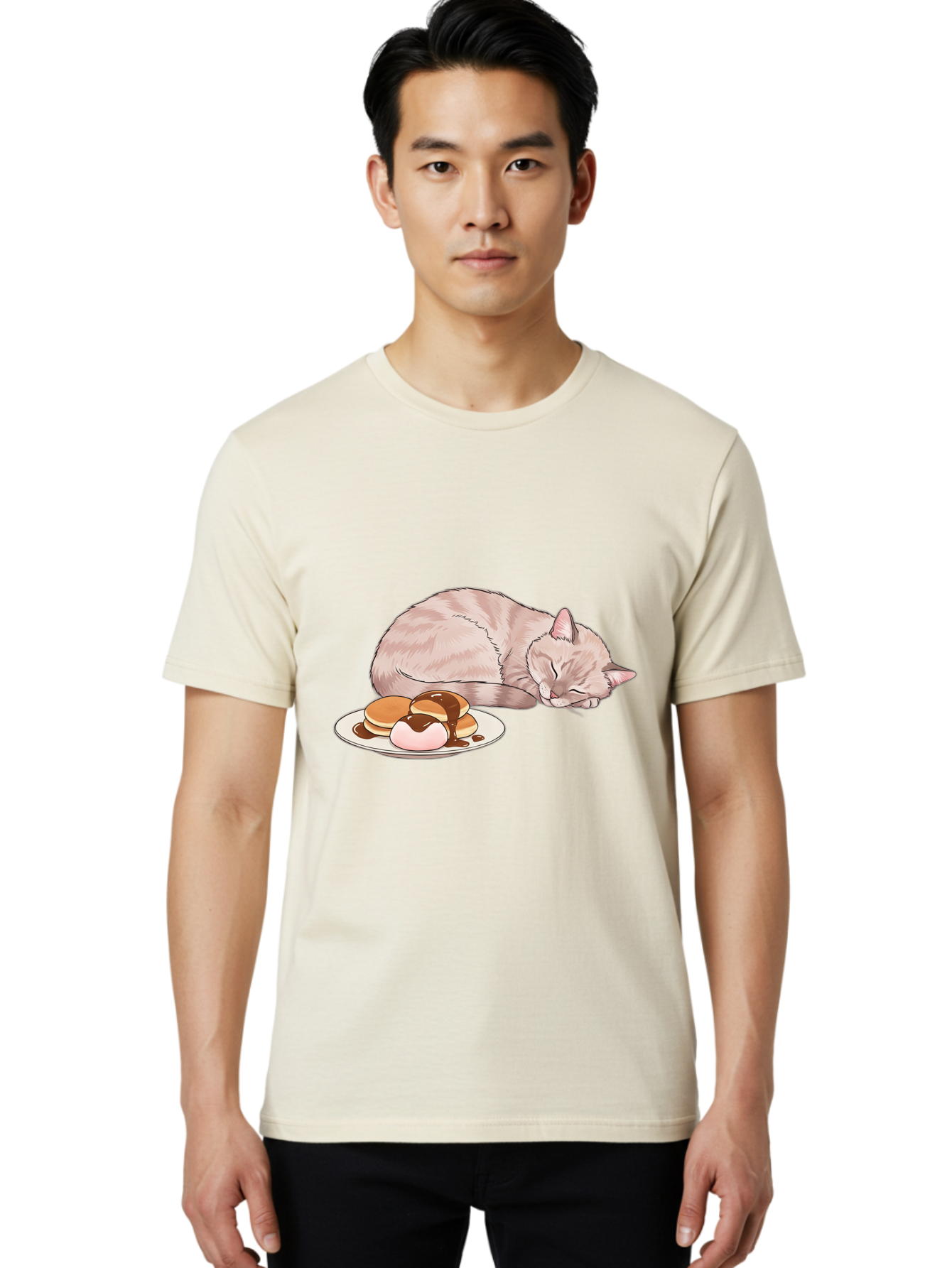 Cat-Sleeping-Near-Pancakes Men'S Graphic Tee, 100% Cotton, Comfortable Casual Summer Wear, Machine Washable, Vintage Camera, Old Camera, Antique Camera, Black Camera, Classic Photography, Photography Equipment, Nostalgic Device, Film Camera, Bak217