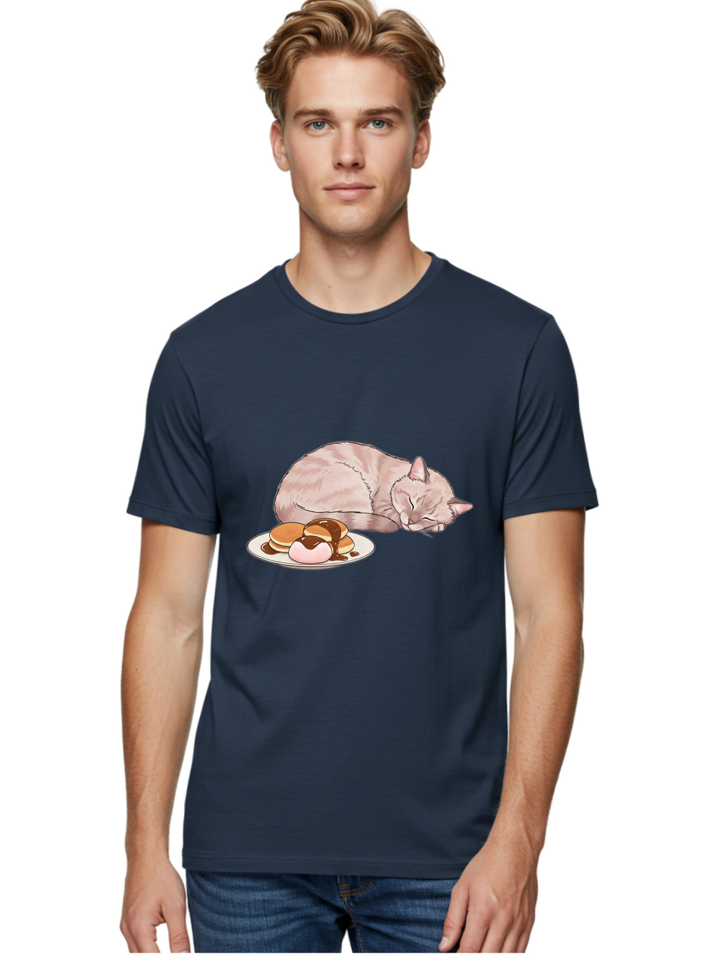 Cat-Sleeping-Near-Pancakes Men'S Graphic Tee, 100% Cotton, Comfortable Casual Summer Wear, Machine Washable, Vintage Camera, Old Camera, Antique Camera, Black Camera, Classic Photography, Photography Equipment, Nostalgic Device, Film Camera, Bak217