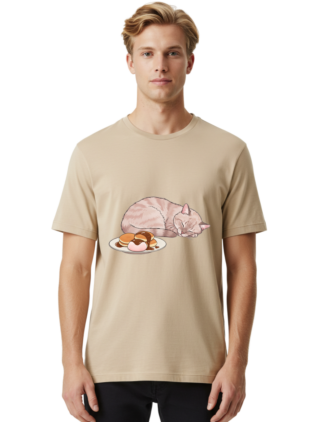 Cat-Sleeping-Near-Pancakes Men'S Graphic Tee, 100% Cotton, Comfortable Casual Summer Wear, Machine Washable, Vintage Camera, Old Camera, Antique Camera, Black Camera, Classic Photography, Photography Equipment, Nostalgic Device, Film Camera, Bak217